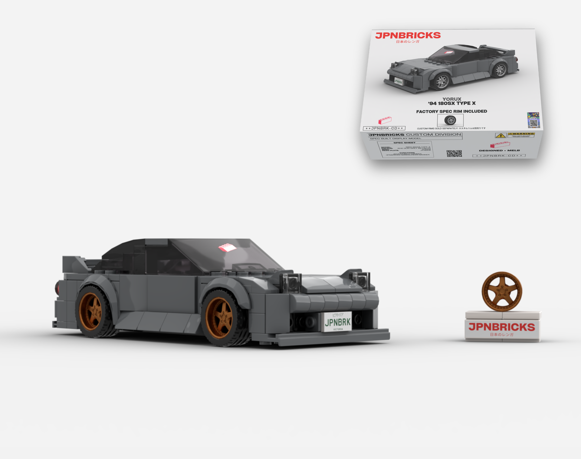1994 180SX Type X | KH2 Grey | JPNBRICKS Brick Car Model Kit
