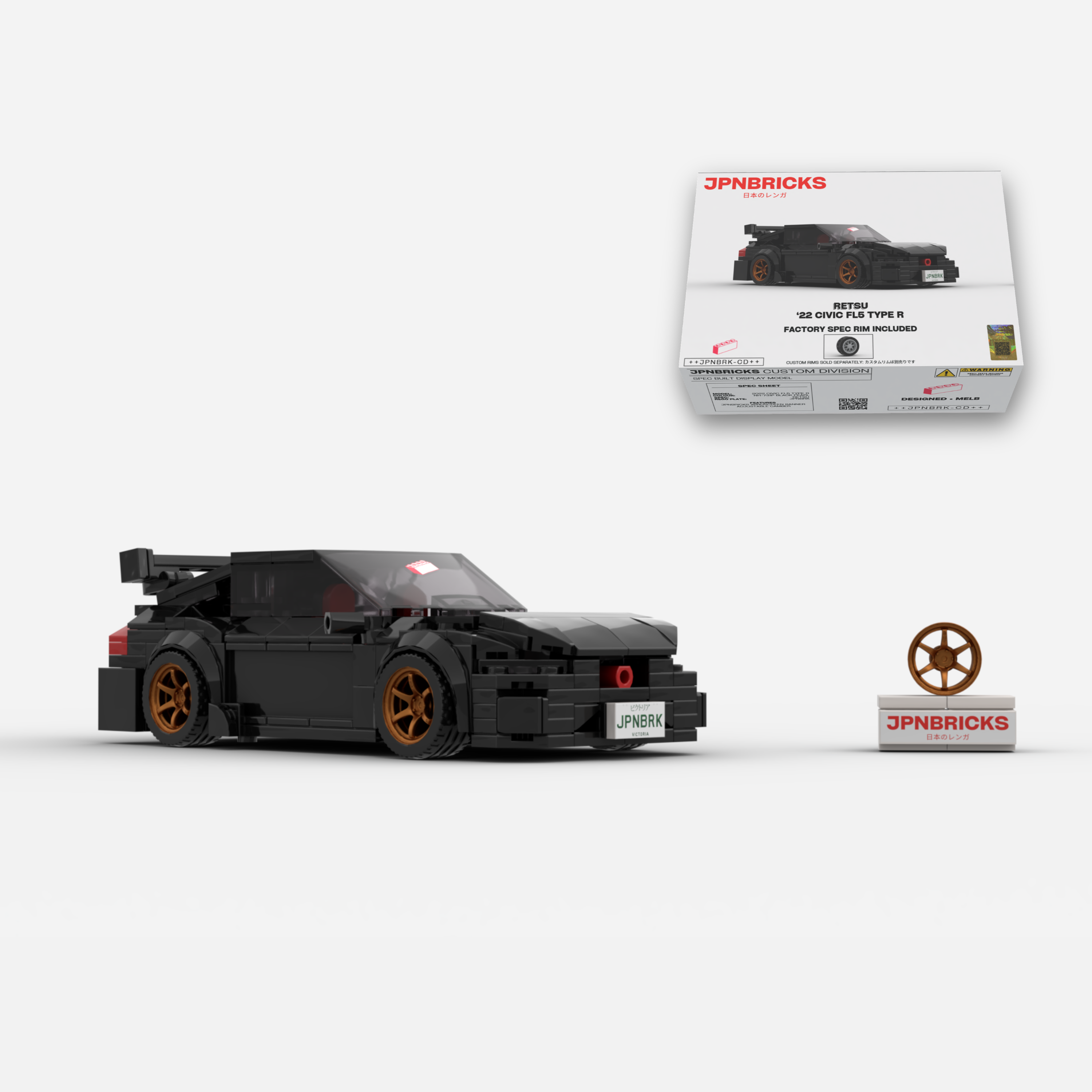 2022 Civic Type R FL5 NH-731P Black Brick Car Model Kit