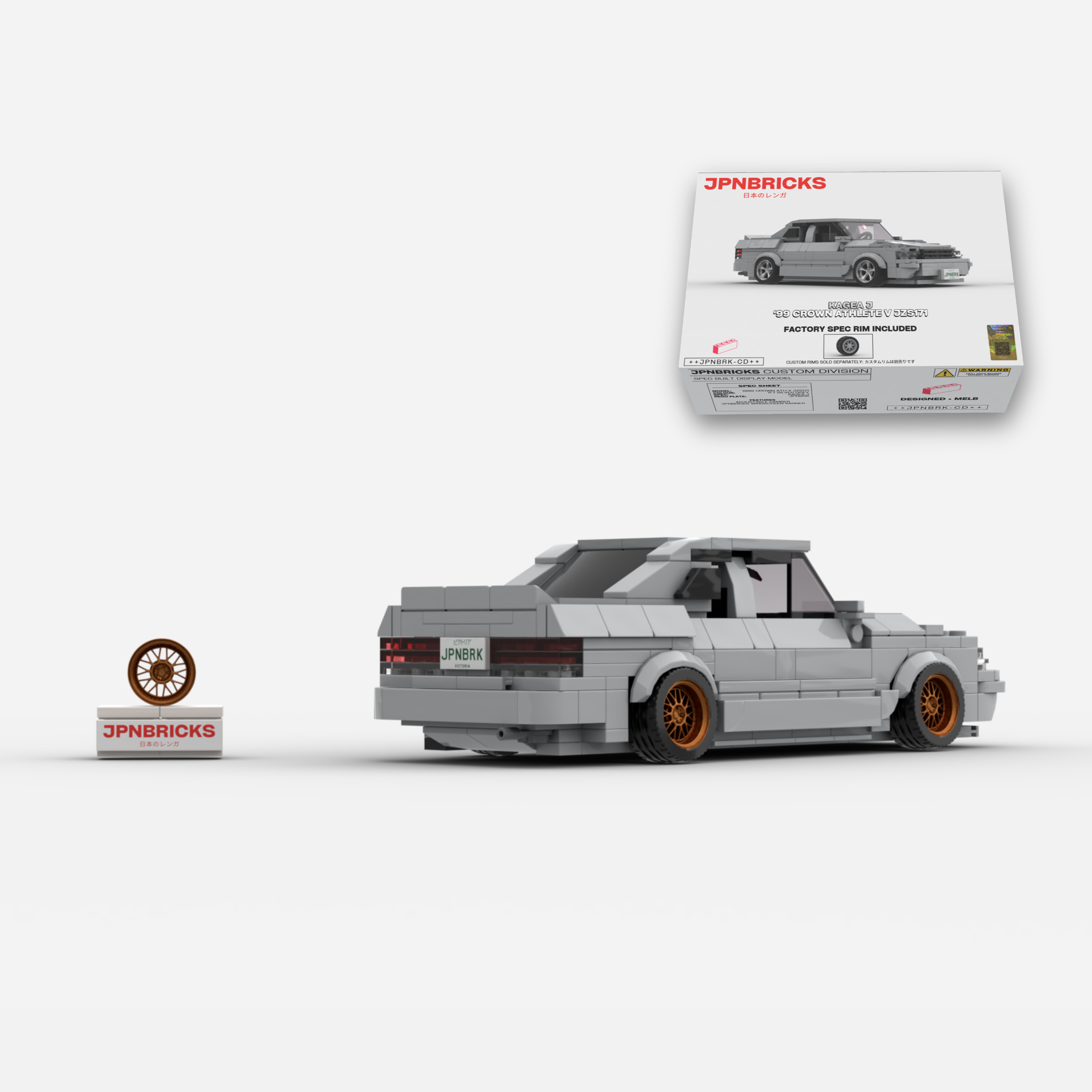 1999 Crown Athlete V JZS171 1F7 Silver Grey Brick Car Model Kit