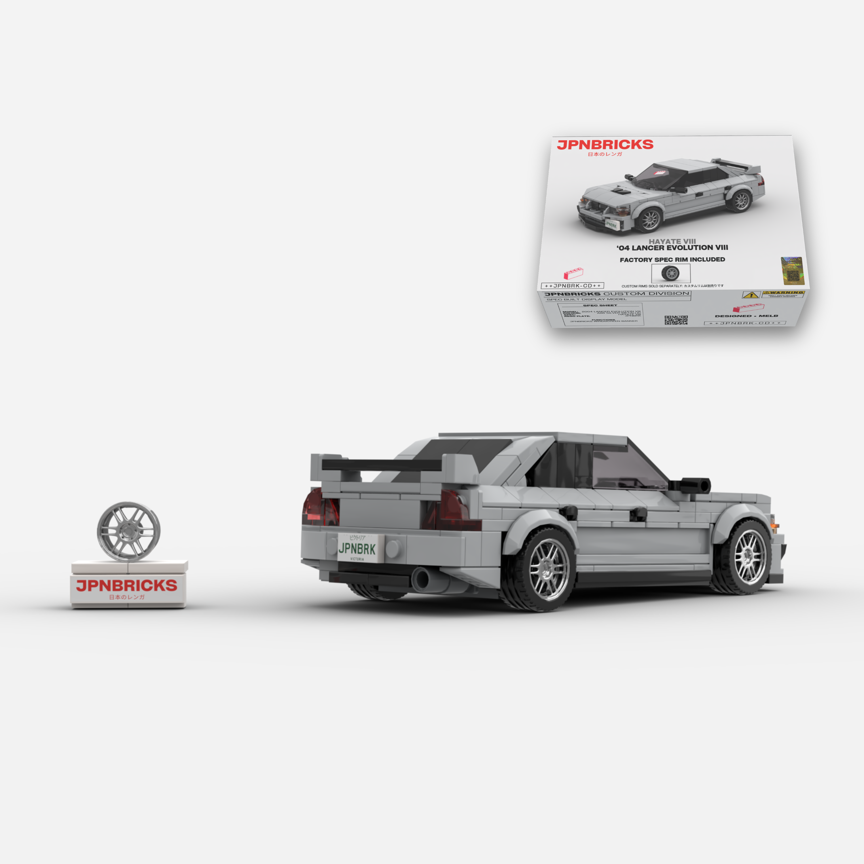 2004 Lancer Evolution VIII A66 Silver Grey Brick Car Model Kit