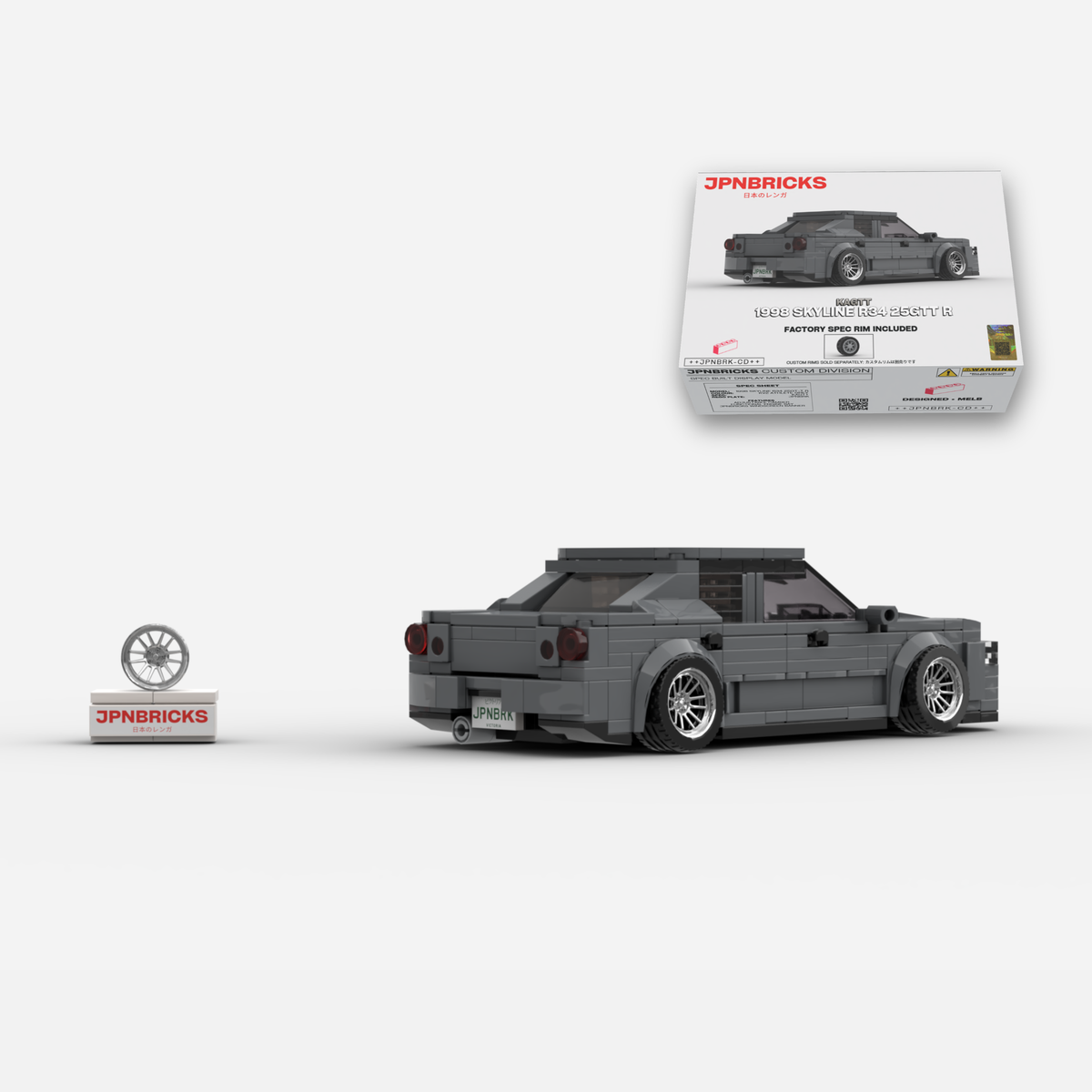 1998 Skyline R34 25GT-T R KV2 Grey Brick Car Model Kit
