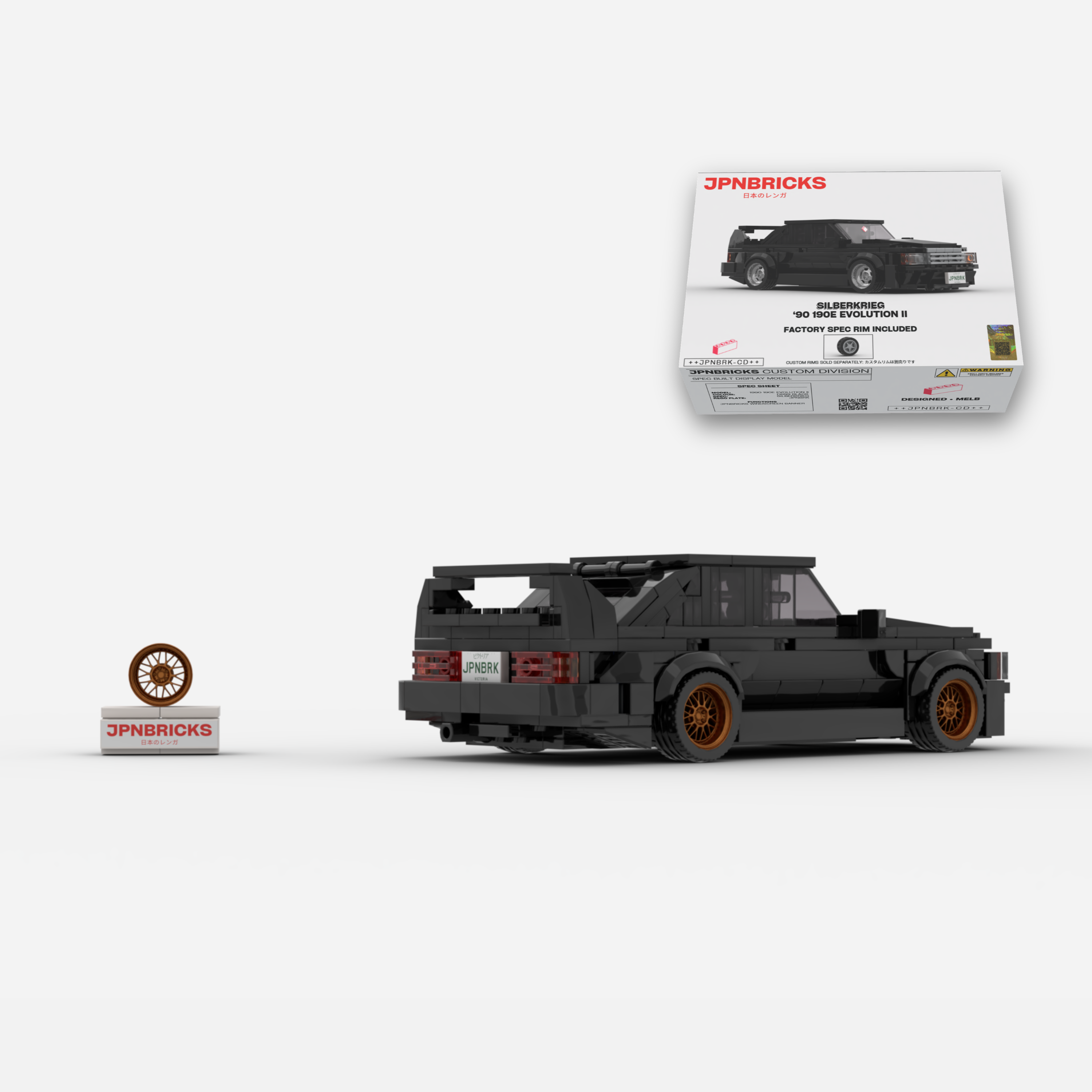 1990 190E Evolution II DB99 Black Brick Car Model Kit