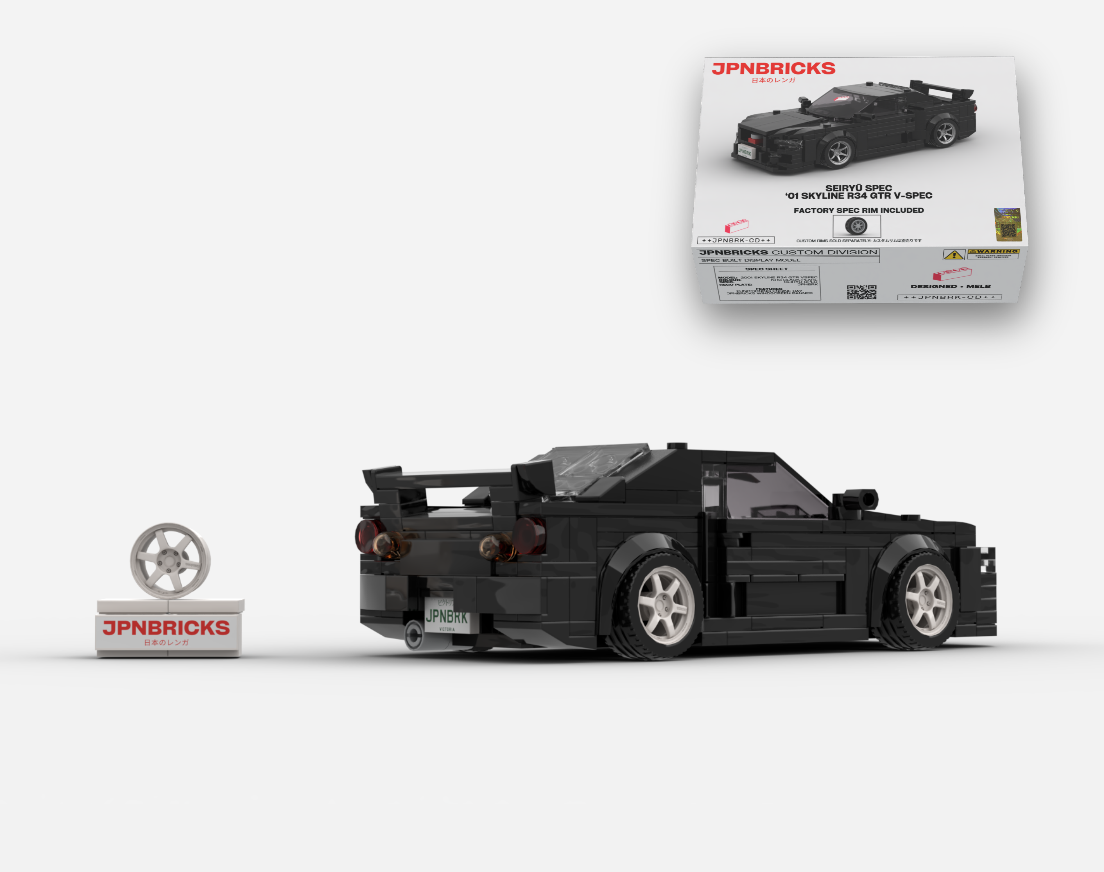 2001 SKYLINE R34 GTR V-SPEC II KH3 BLACK BRICK CAR MODEL KIT