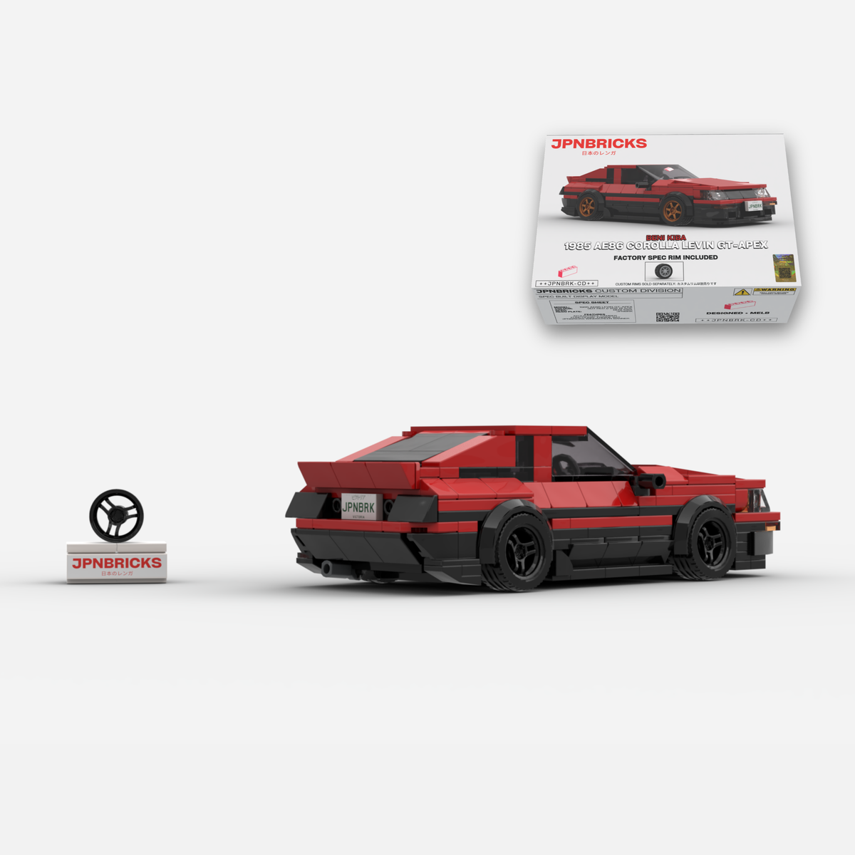 [PRE-ORDER] 1985 AE86 Corolla Levin GT-APEX Red Panda Trim Brick Car Model Kit