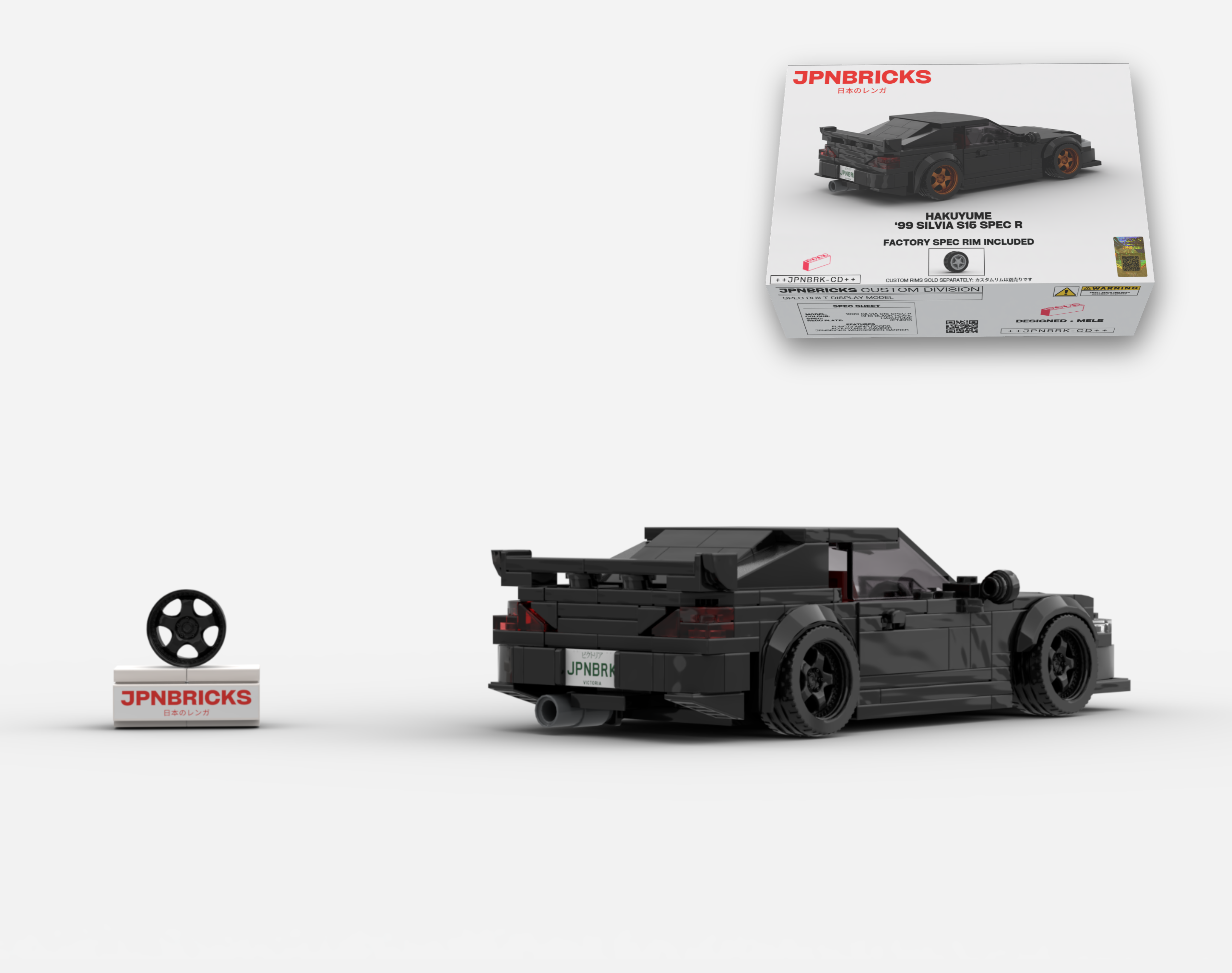 1999 SILVIA S15 SPEC R KH3 BLACK BRICK CAR MODEL KIT