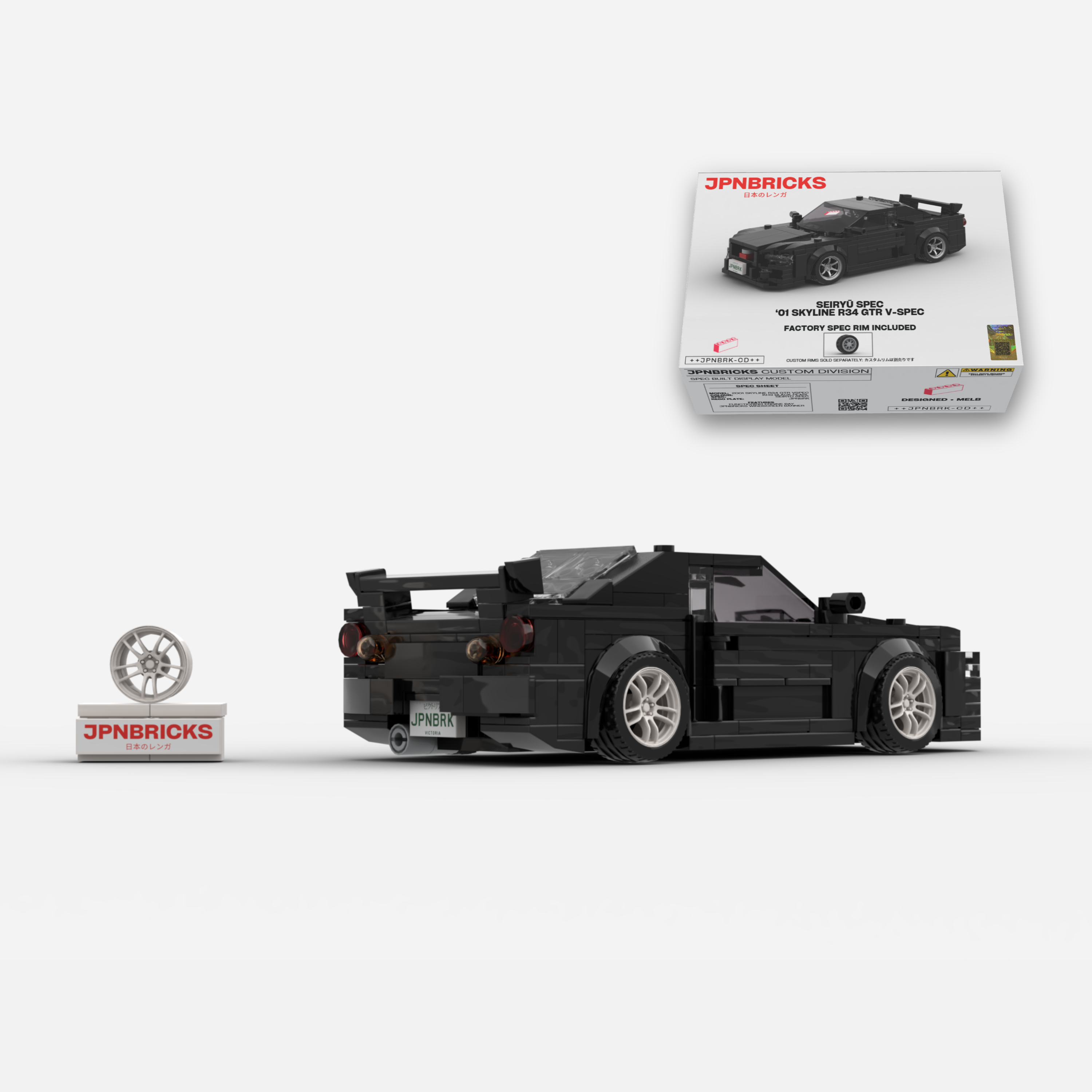 2001 Skyline R34 GT-R V-Spec II KH3 Black Brick Car Model Kit