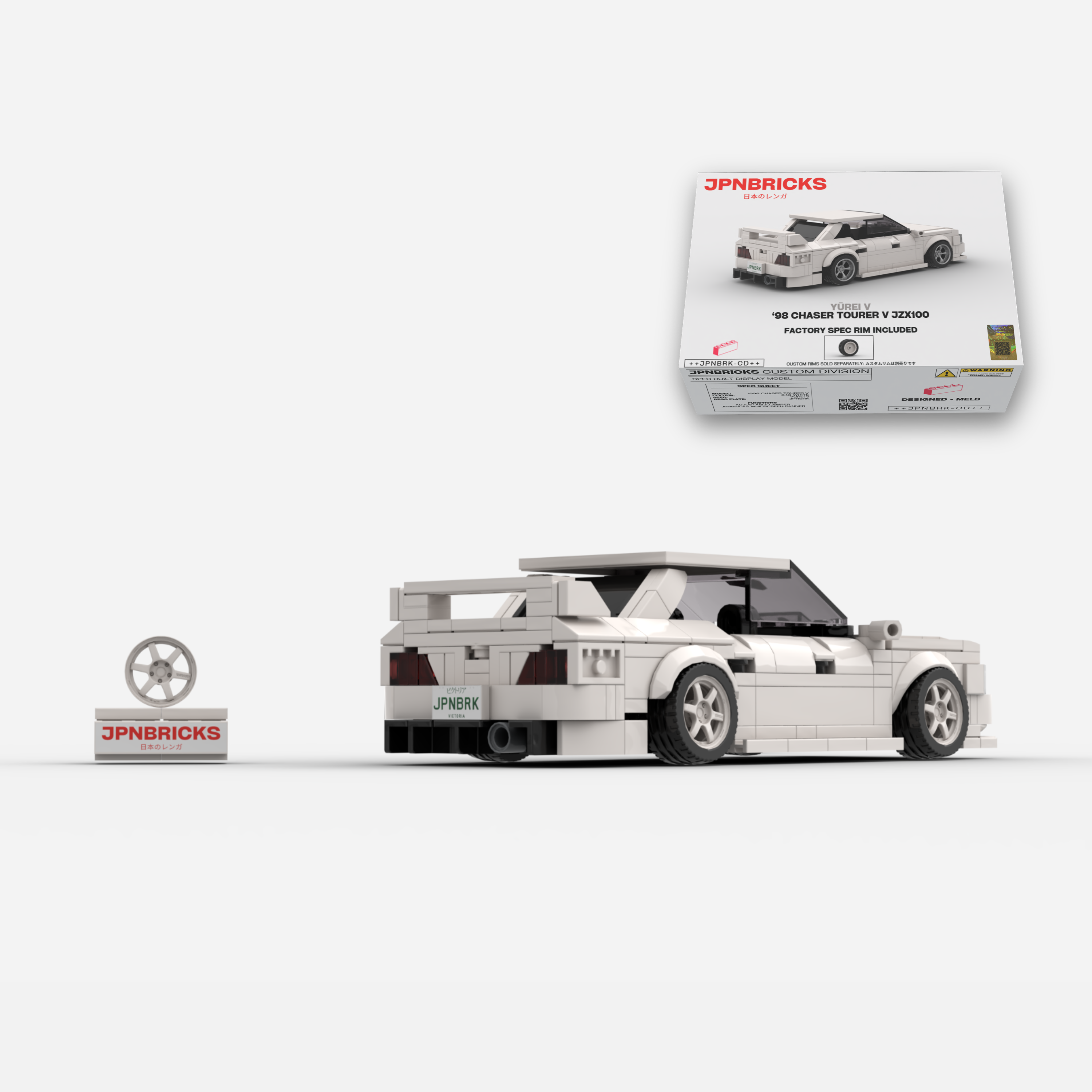 1998 Chaser Tourer V JZX100 040 White Brick Car Model Kit