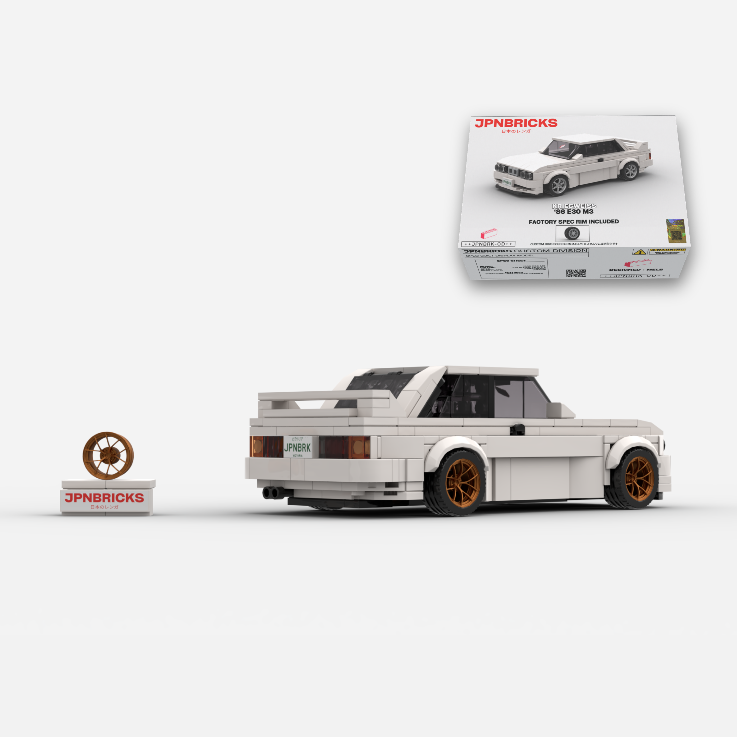 1986 E30 M3 218 Alpine White Brick Car Model Kit