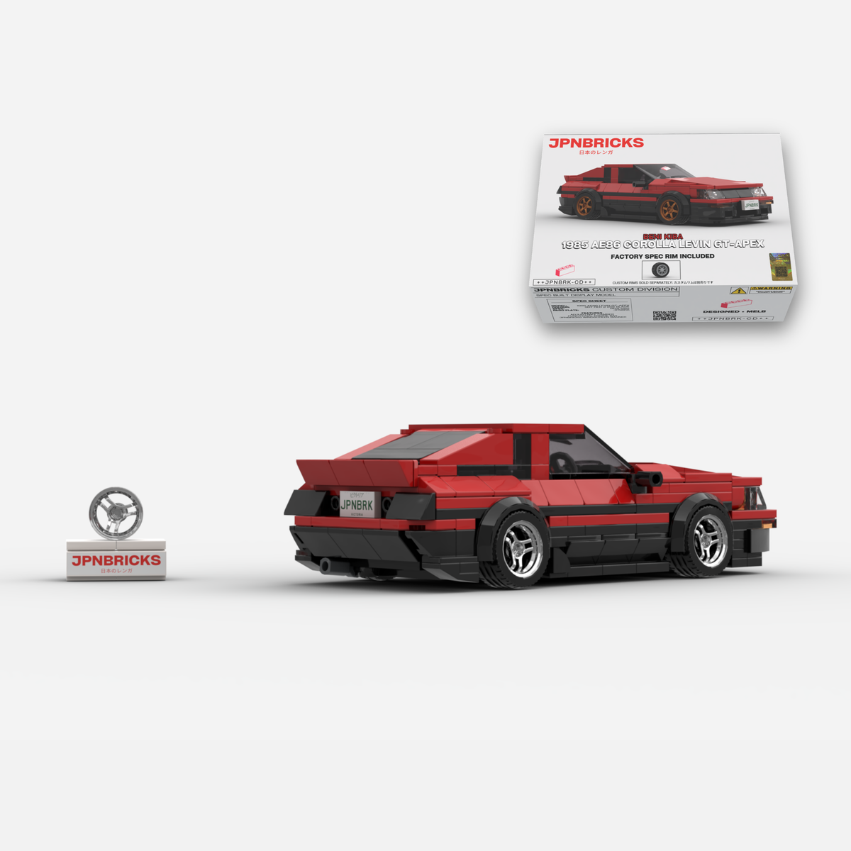 [PRE-ORDER] 1985 AE86 Corolla Levin GT-APEX Red Panda Trim Brick Car Model Kit