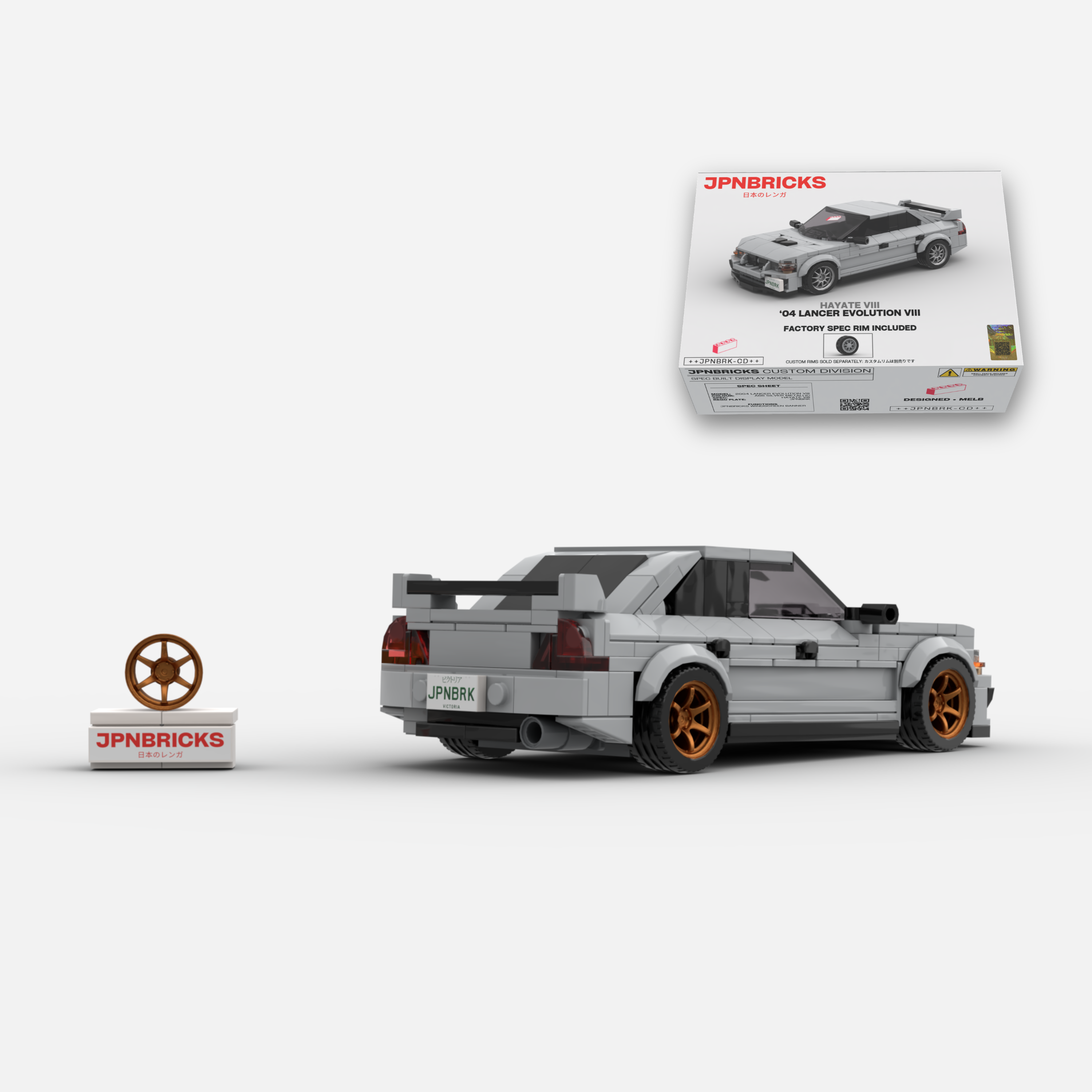 2004 Lancer Evolution VIII A66 Silver Grey Brick Car Model Kit