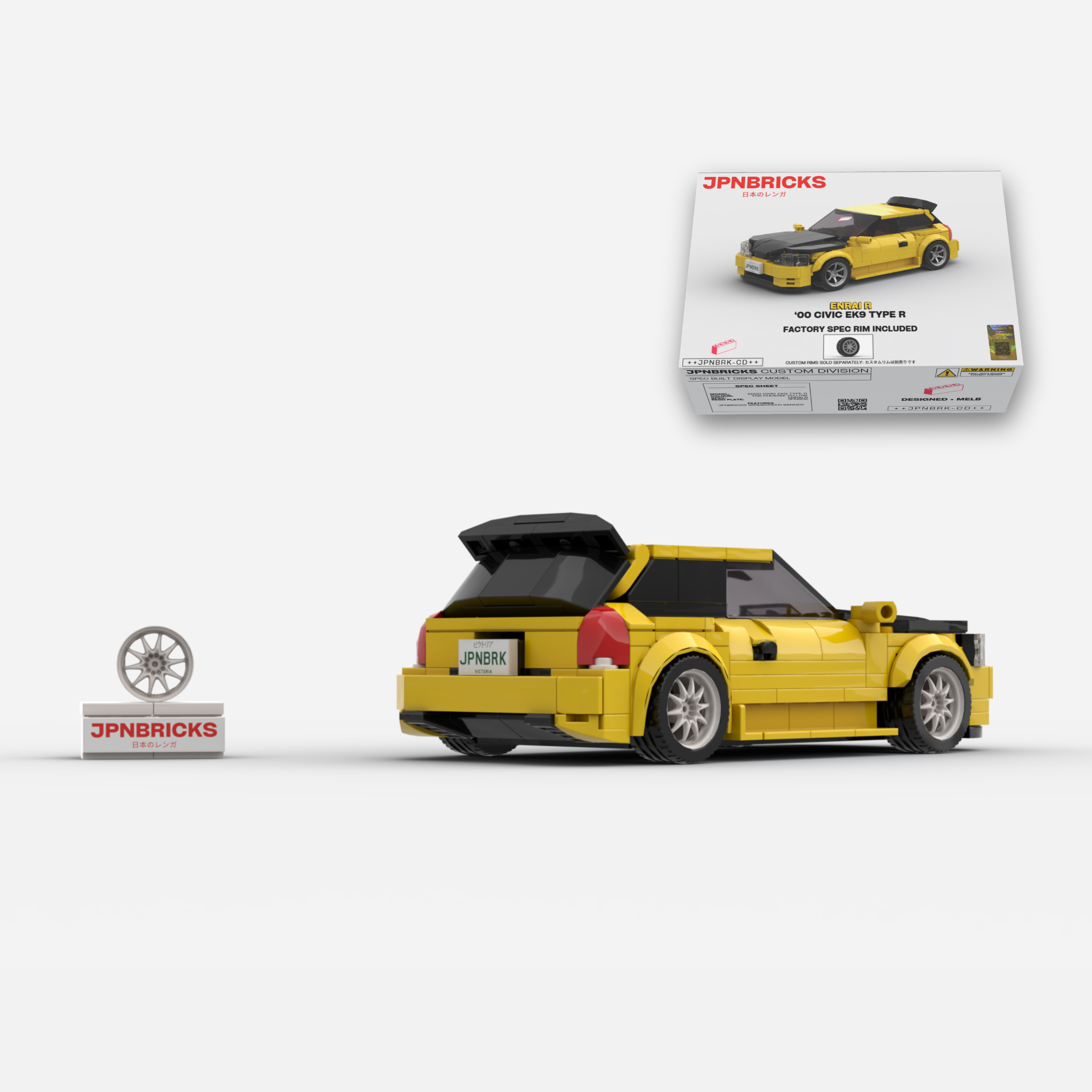 2000 Civic EK9 Type R YZ Yellow Brick Car Model Kit