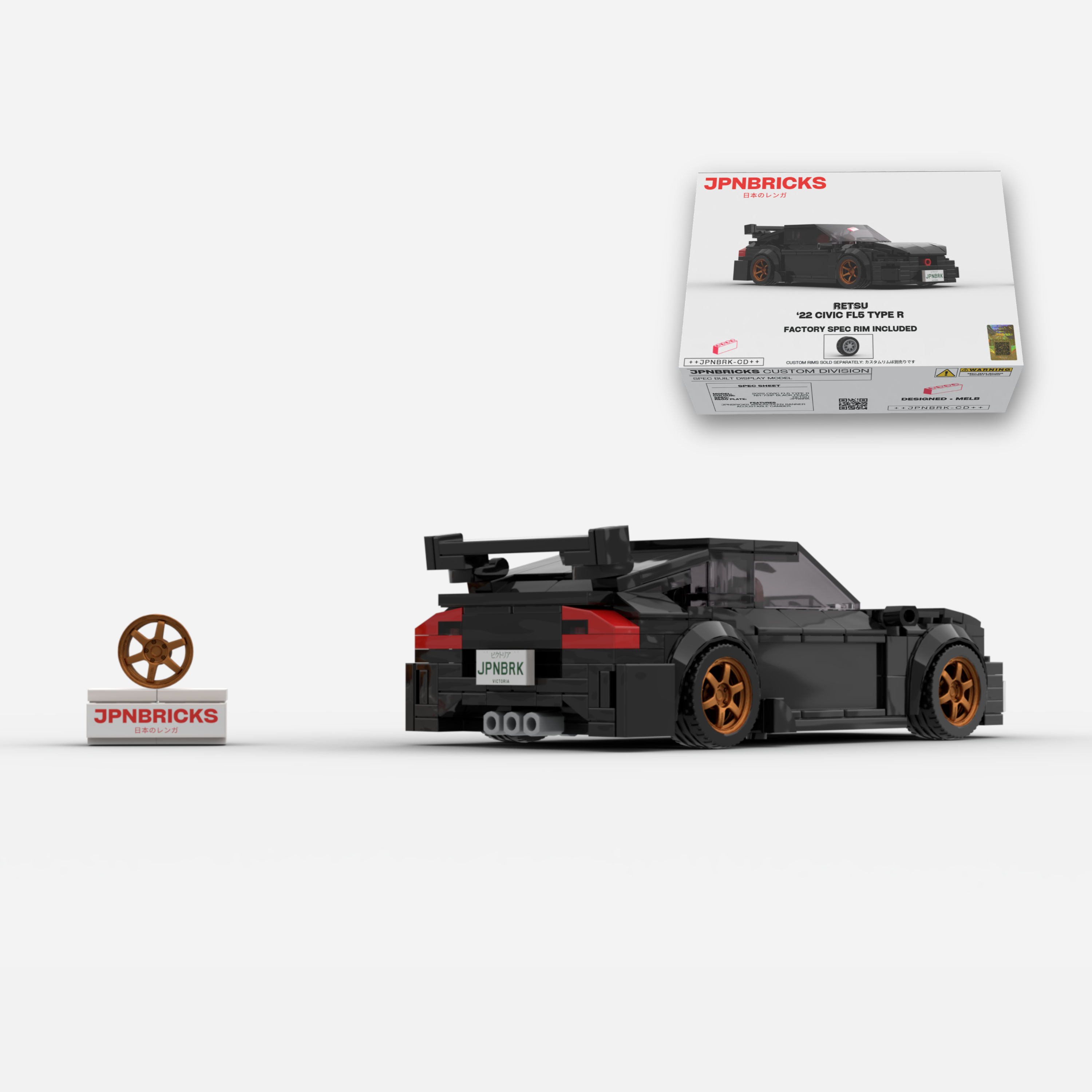 2022 Civic Type R FL5 NH-731P Black Brick Car Model Kit