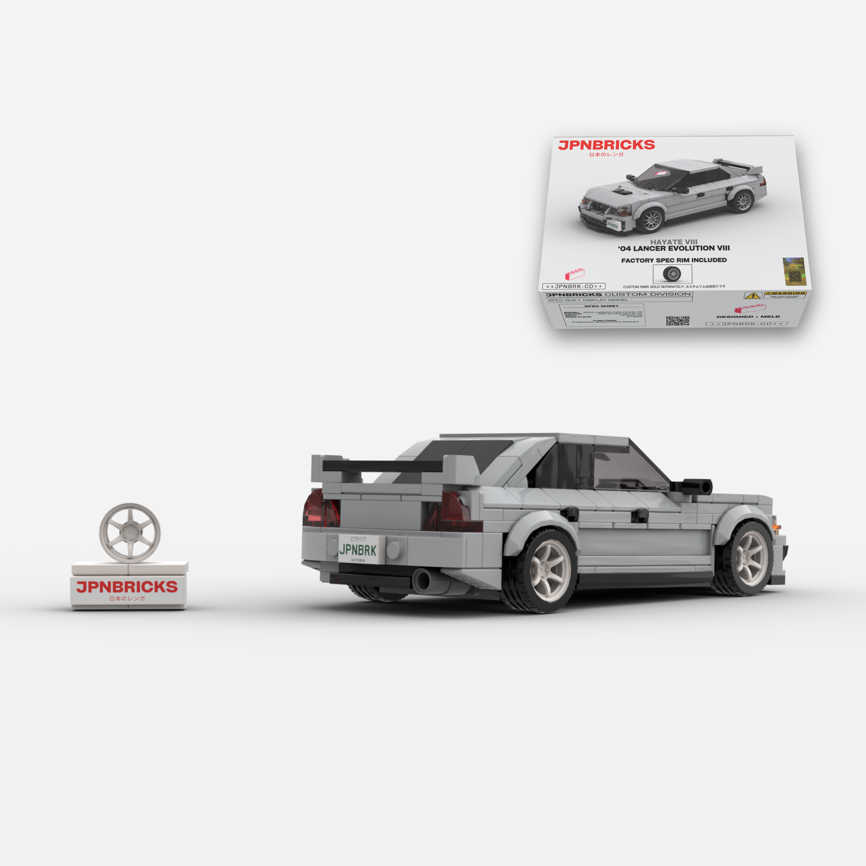 2004 Lancer Evolution VIII A66 Silver Grey Brick Car Model Kit