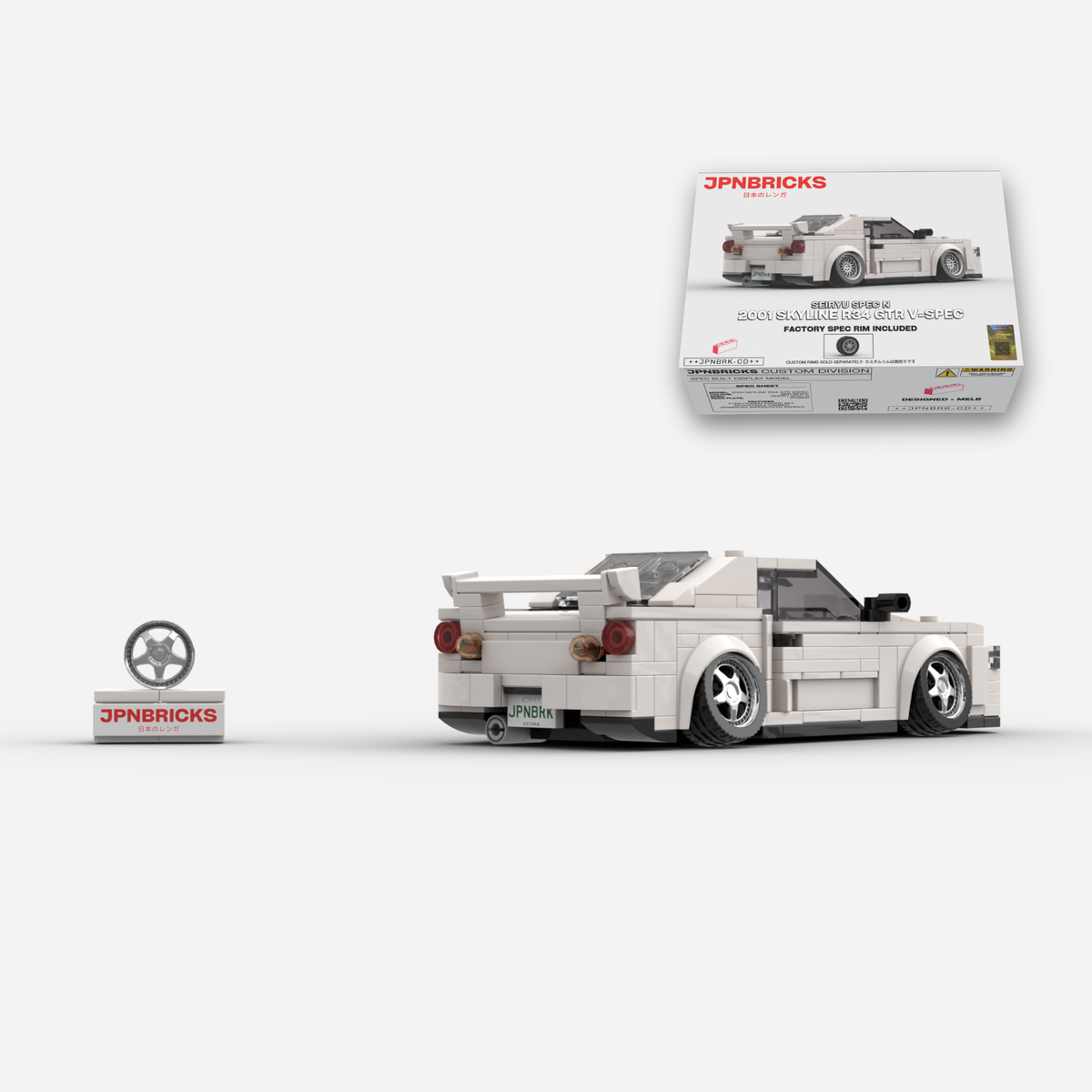 [PRE-ORDER] 2001 Skyline R34 GT-R V-Spec II QM1 White Brick Car Model Kit