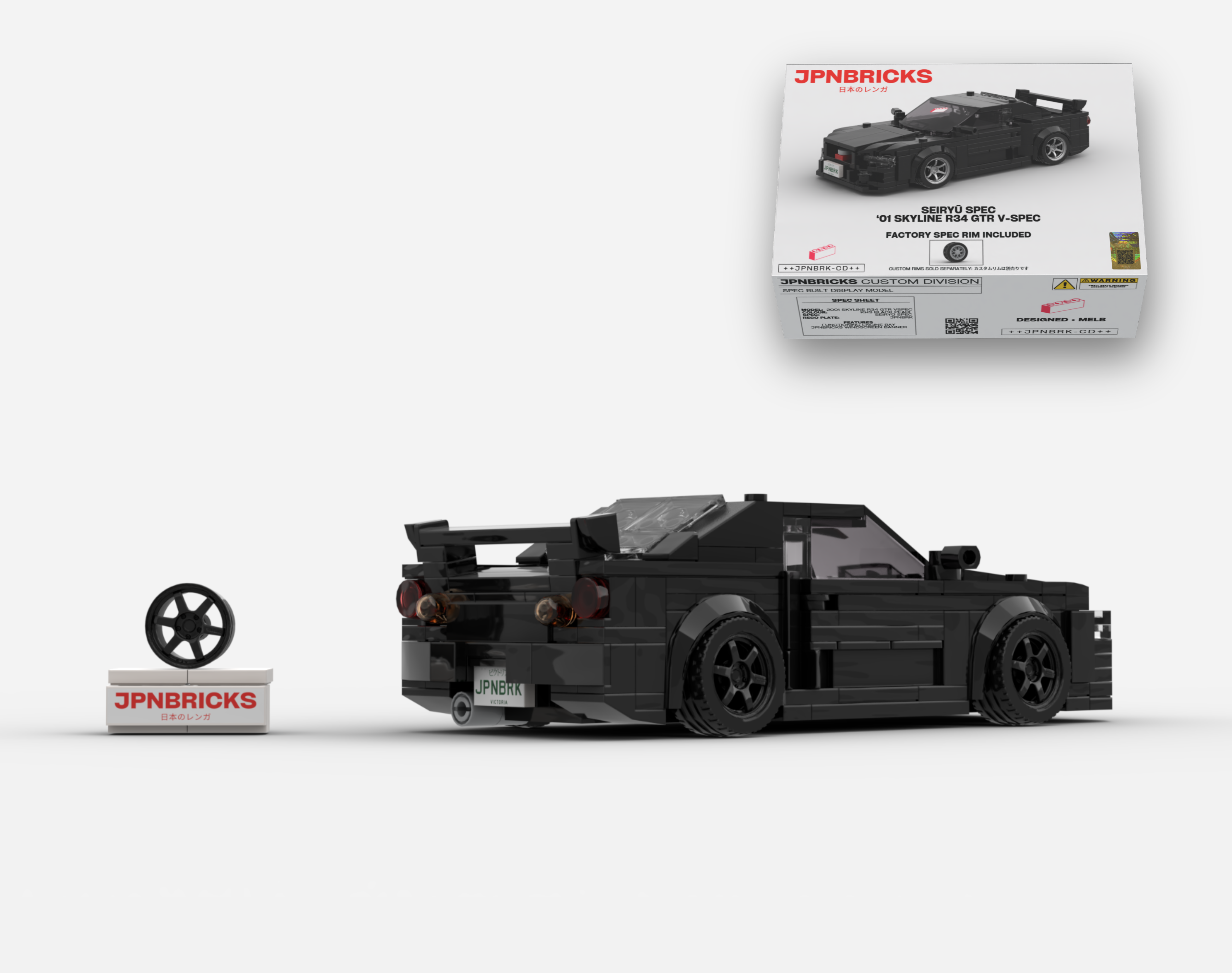 2001 SKYLINE R34 GTR V-SPEC II KH3 BLACK BRICK CAR MODEL KIT