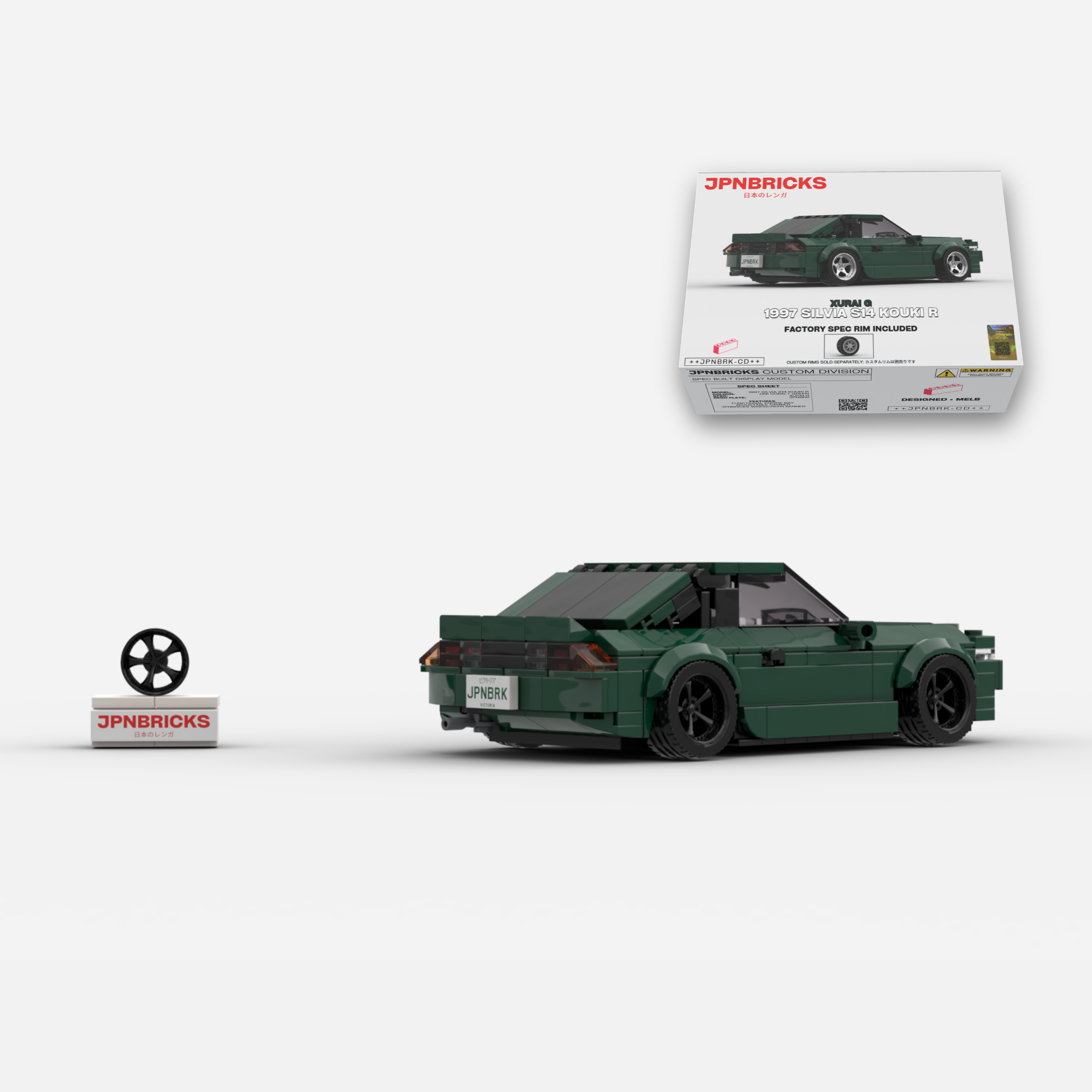 [PRE-ORDER] 1997 Silvia S14 Kouki R DN1 Cobalt Green Brick Car Model Kit