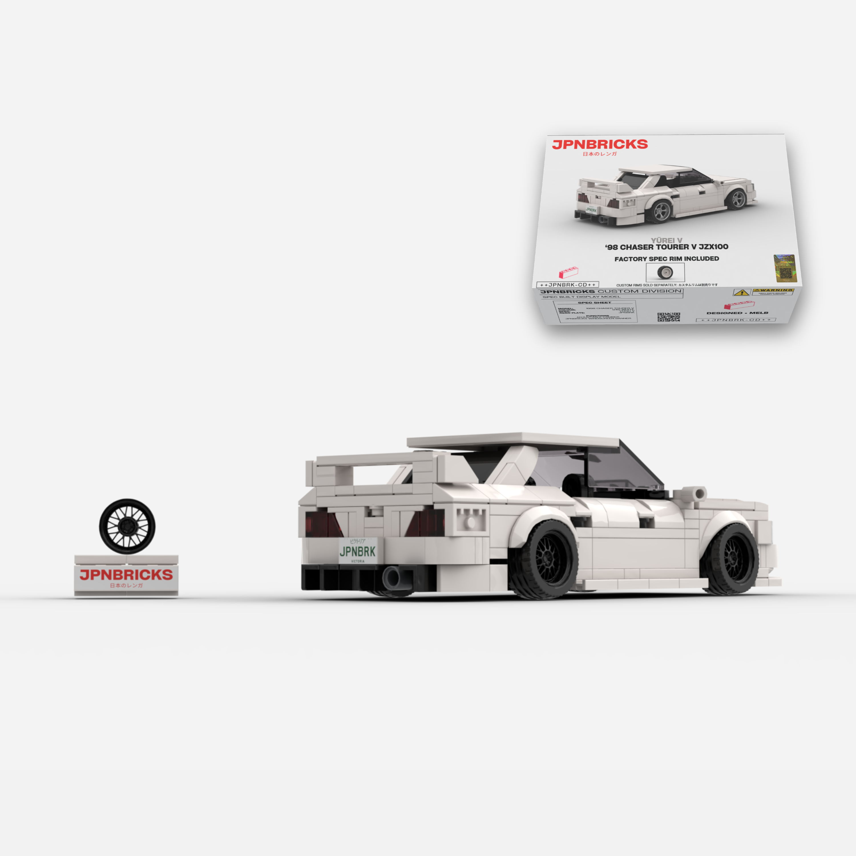 1998 Chaser Tourer V JZX100 040 White Brick Car Model Kit