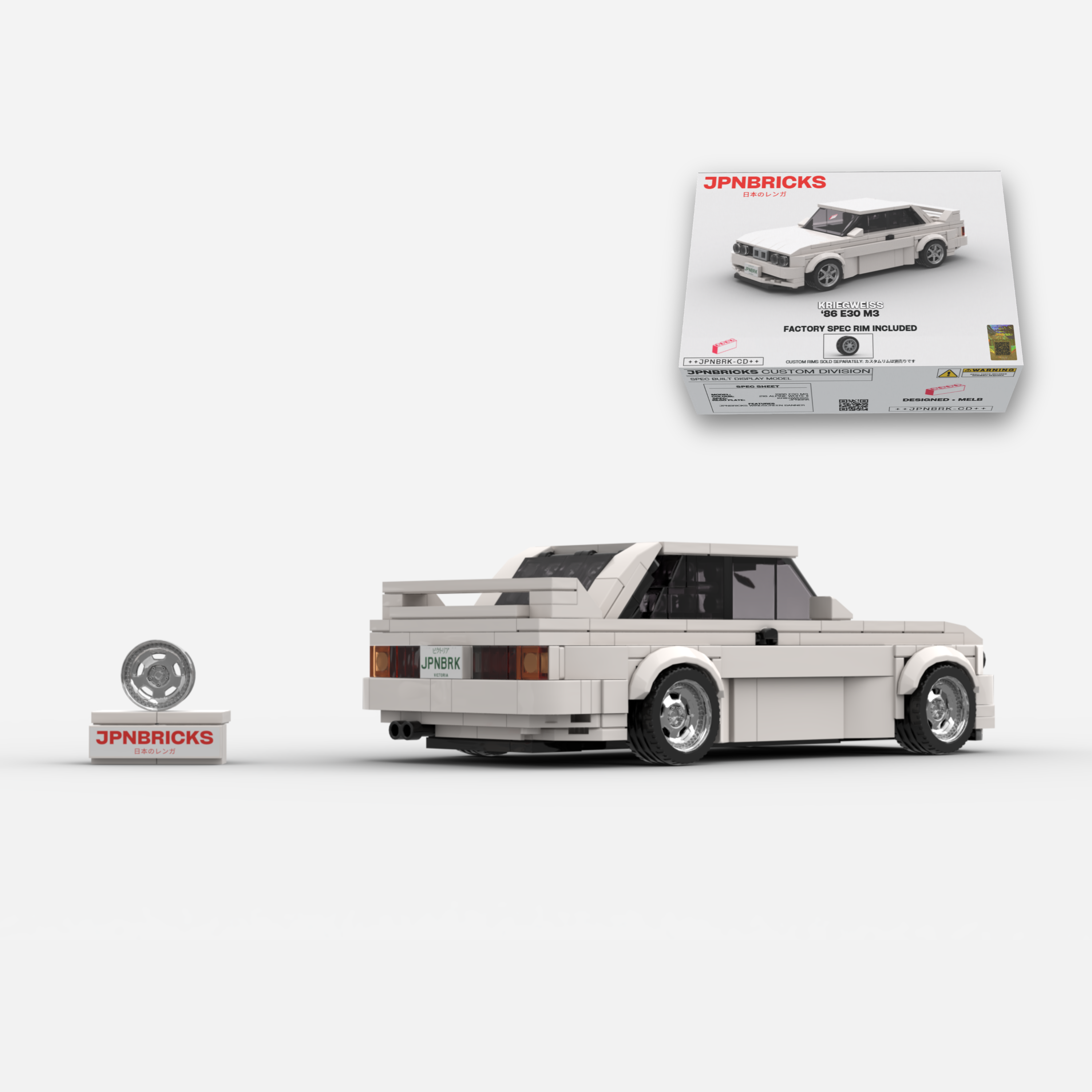 1986 E30 M3 218 Alpine White Brick Car Model Kit