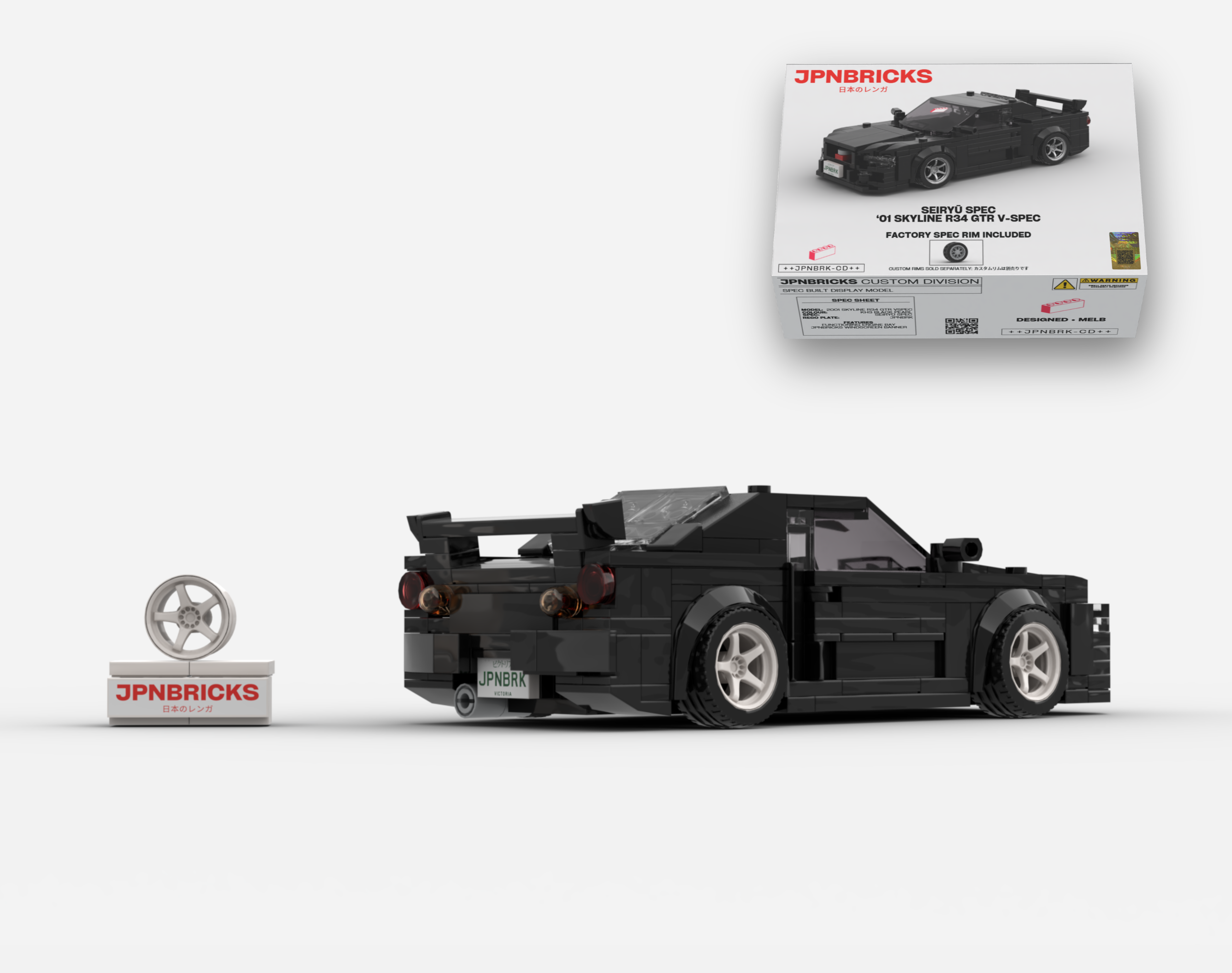 2001 SKYLINE R34 GTR V-SPEC II KH3 BLACK BRICK CAR MODEL KIT
