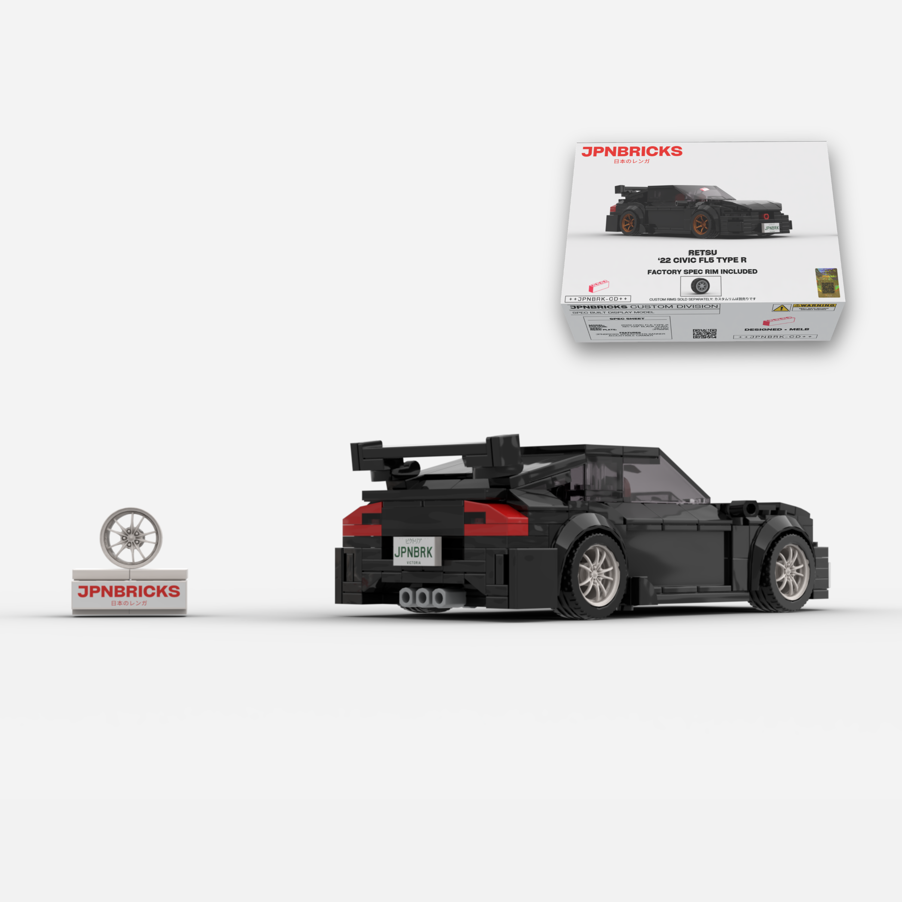 2022 Civic Type R FL5 NH-731P Black Brick Car Model Kit