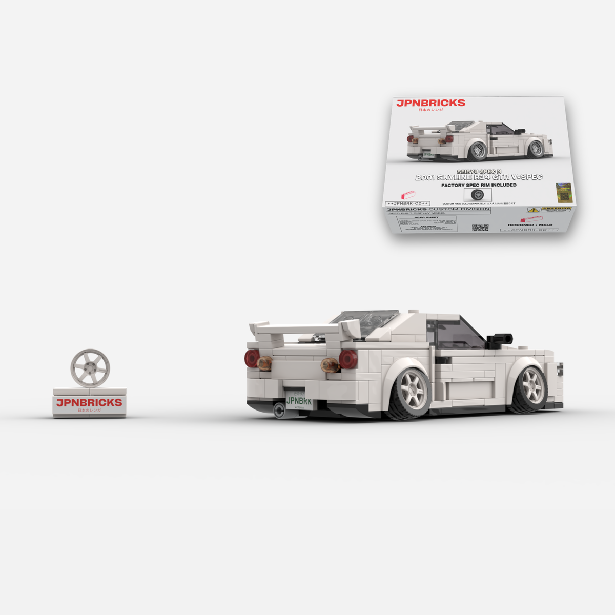 [PRE-ORDER] 2001 Skyline R34 GT-R V-Spec II QM1 White Brick Car Model Kit
