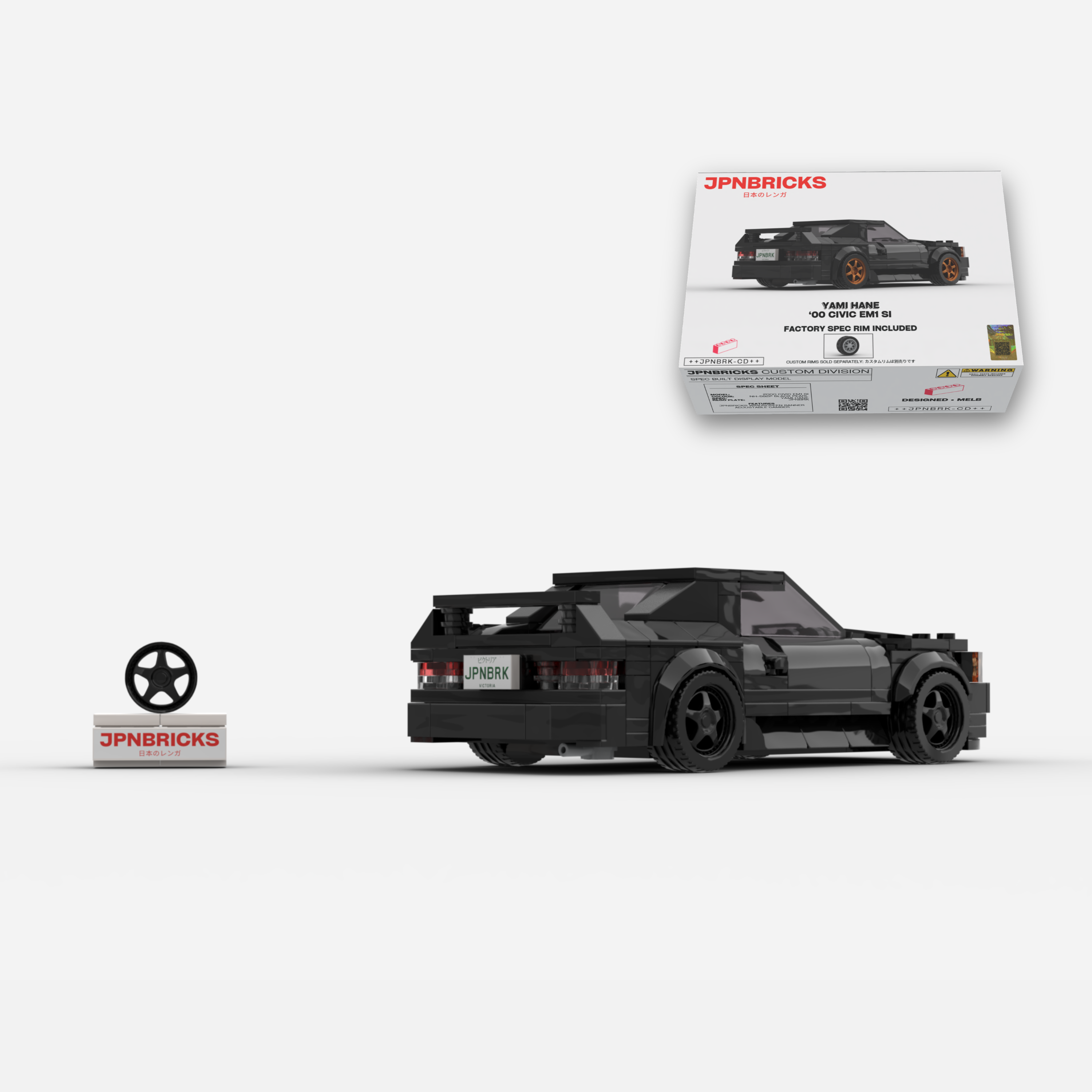 2000 Civic EM1 Si Coupe NH-592P Black Brick Car Model Kit
