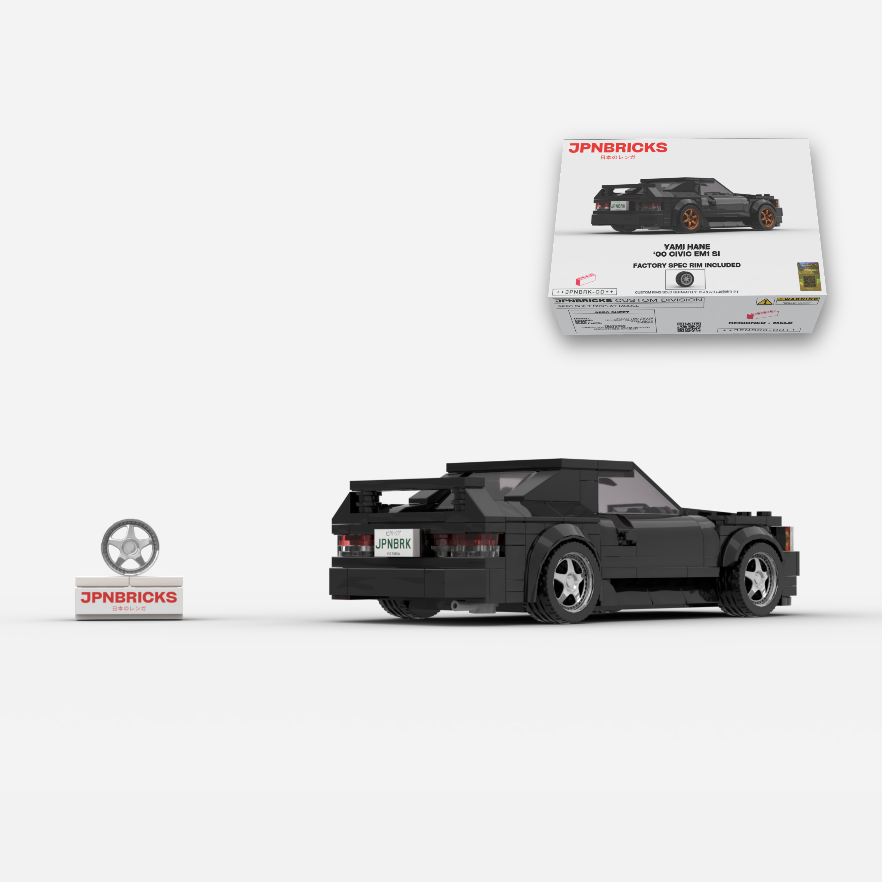 2000 Civic EM1 Si Coupe NH-592P Black Brick Car Model Kit