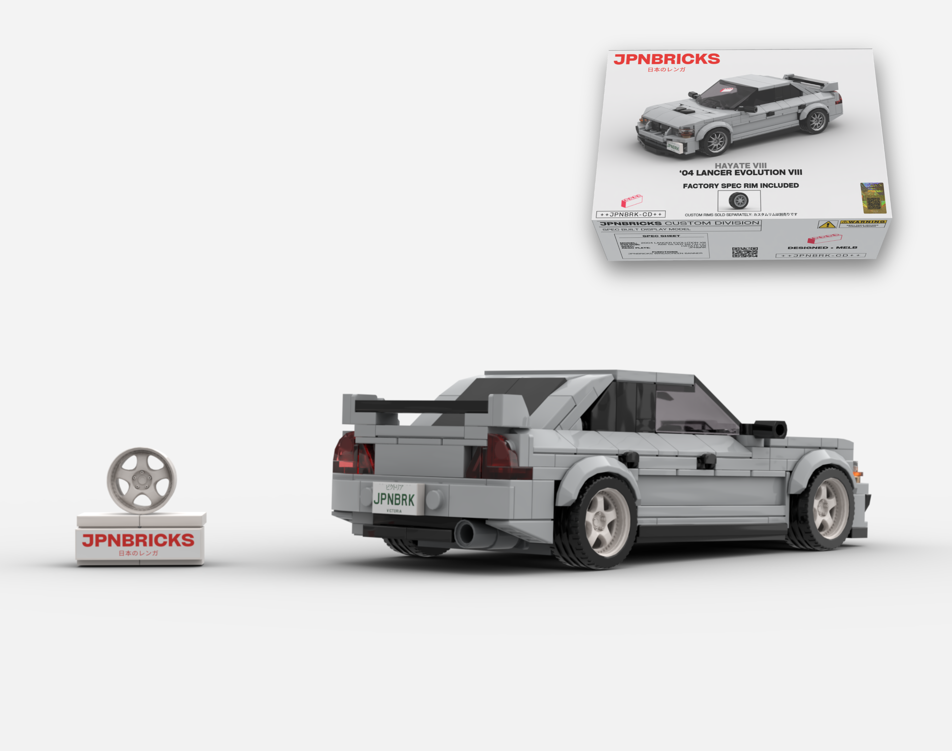 2004 LANCER EVOLUTION VIII A66 SILVER GREY BRICK CAR MODEL KIT