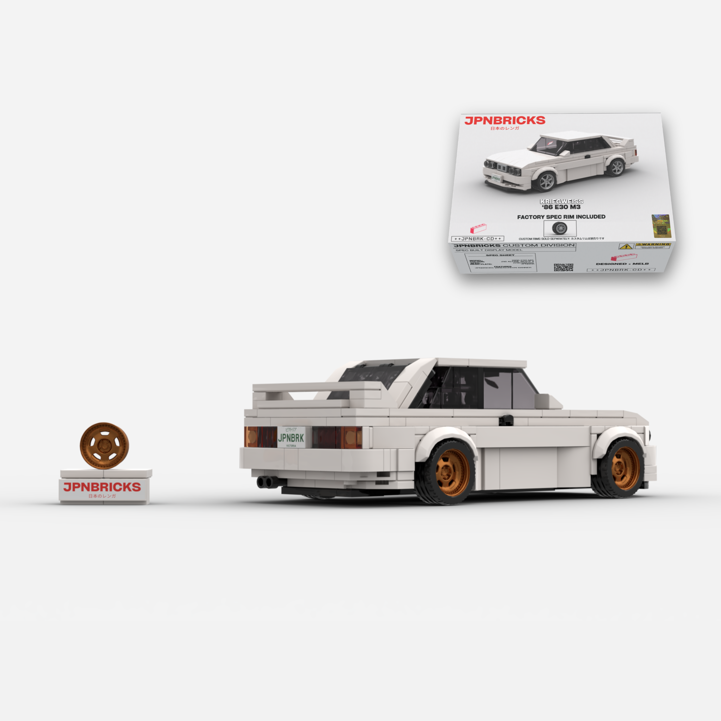 1986 E30 M3 218 Alpine White Brick Car Model Kit