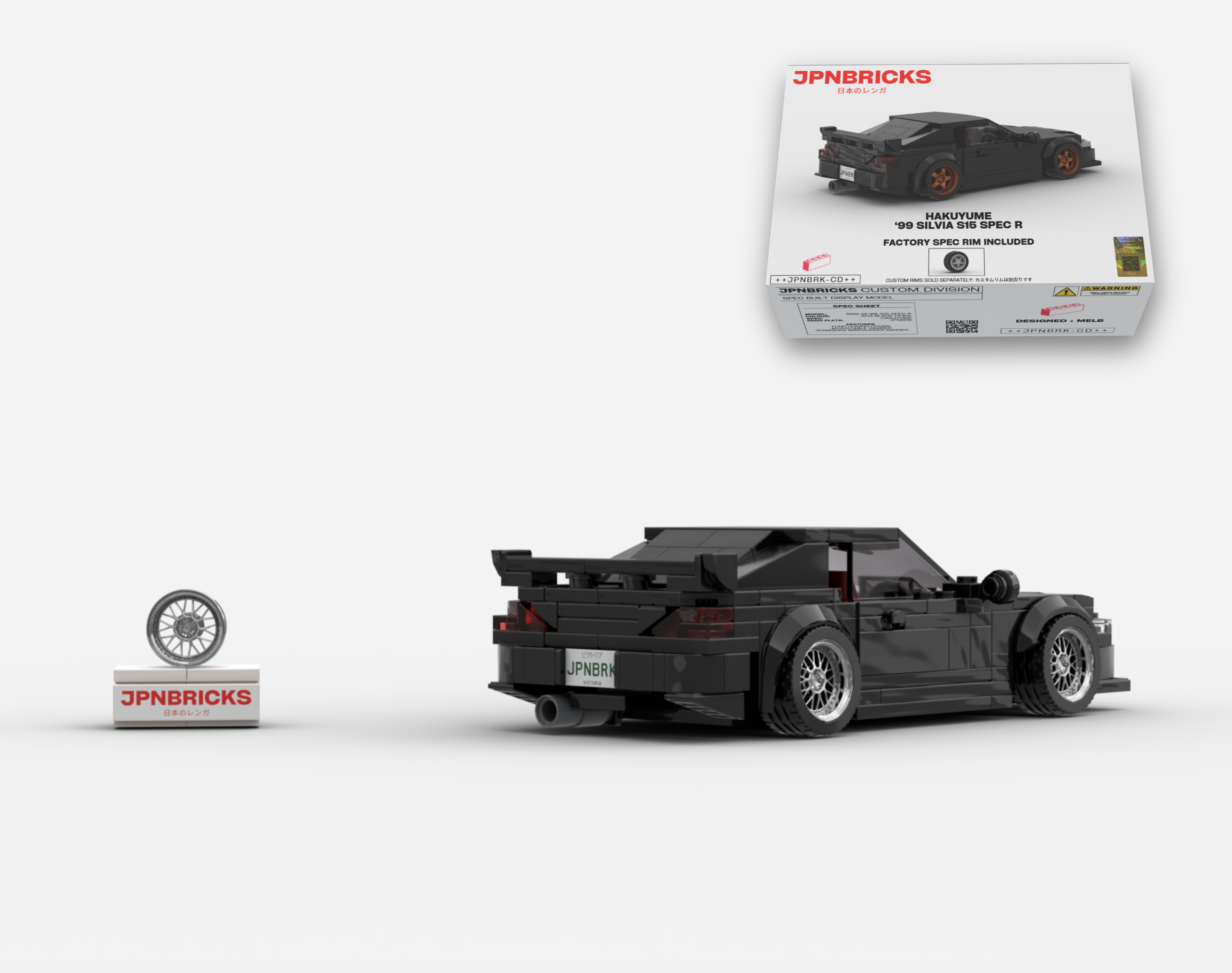 1999 SILVIA S15 SPEC R KH3 BLACK BRICK CAR MODEL KIT