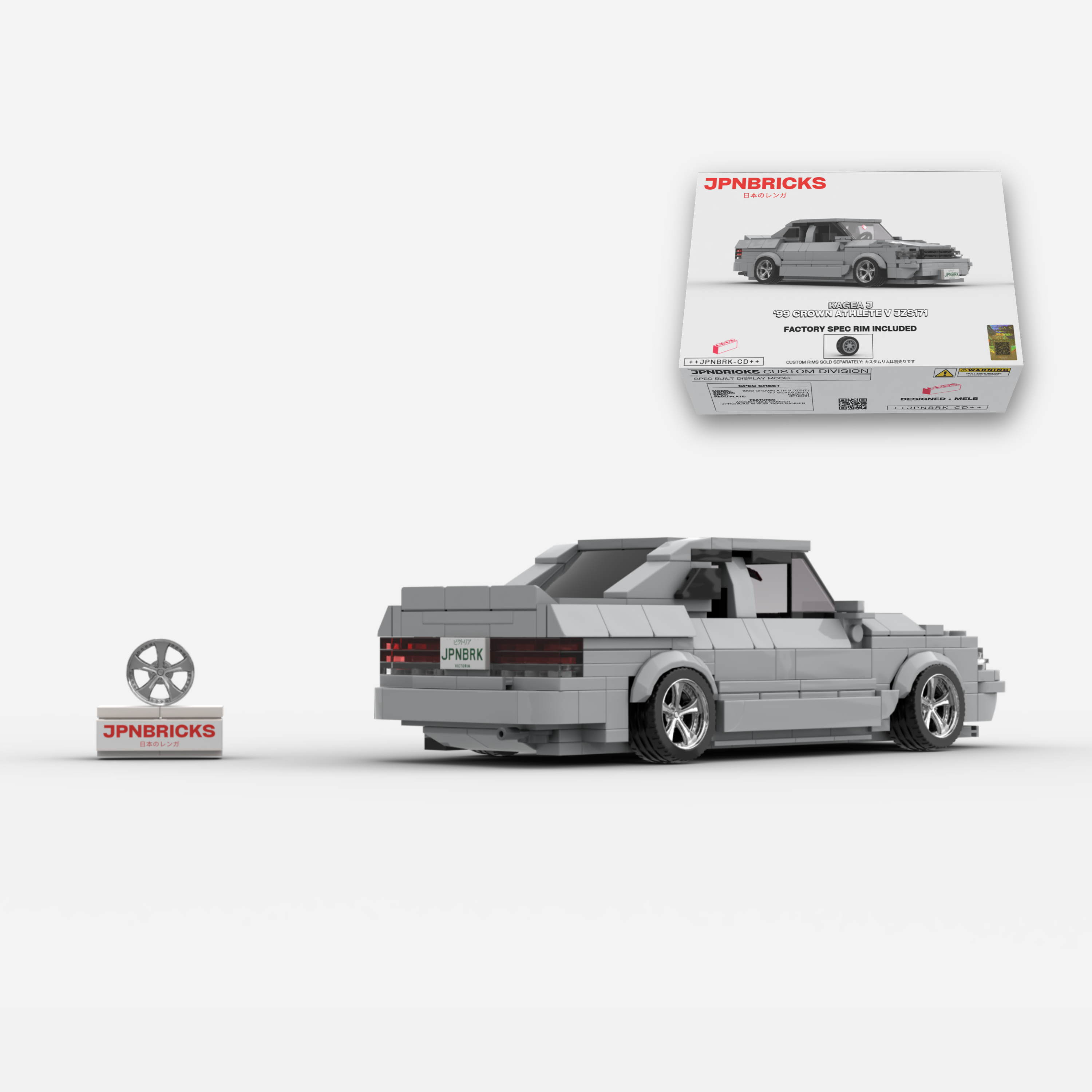 1999 Crown Athlete V JZS171 1F7 Silver Grey Brick Car Model Kit