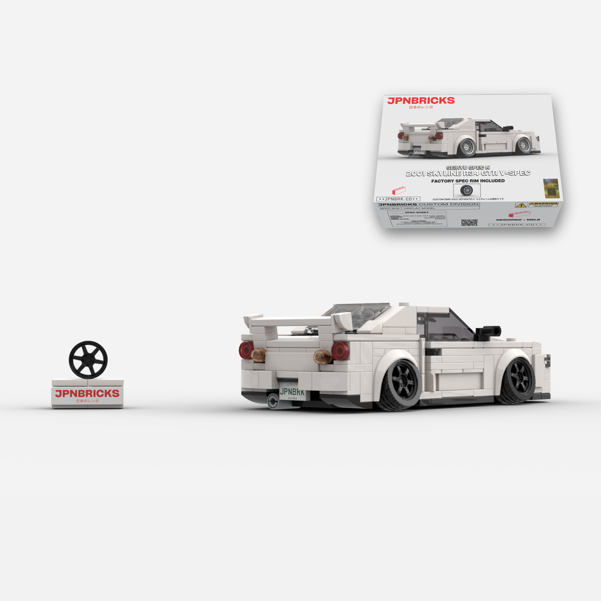 [PRE-ORDER] 2001 Skyline R34 GT-R V-Spec II QM1 White Brick Car Model Kit