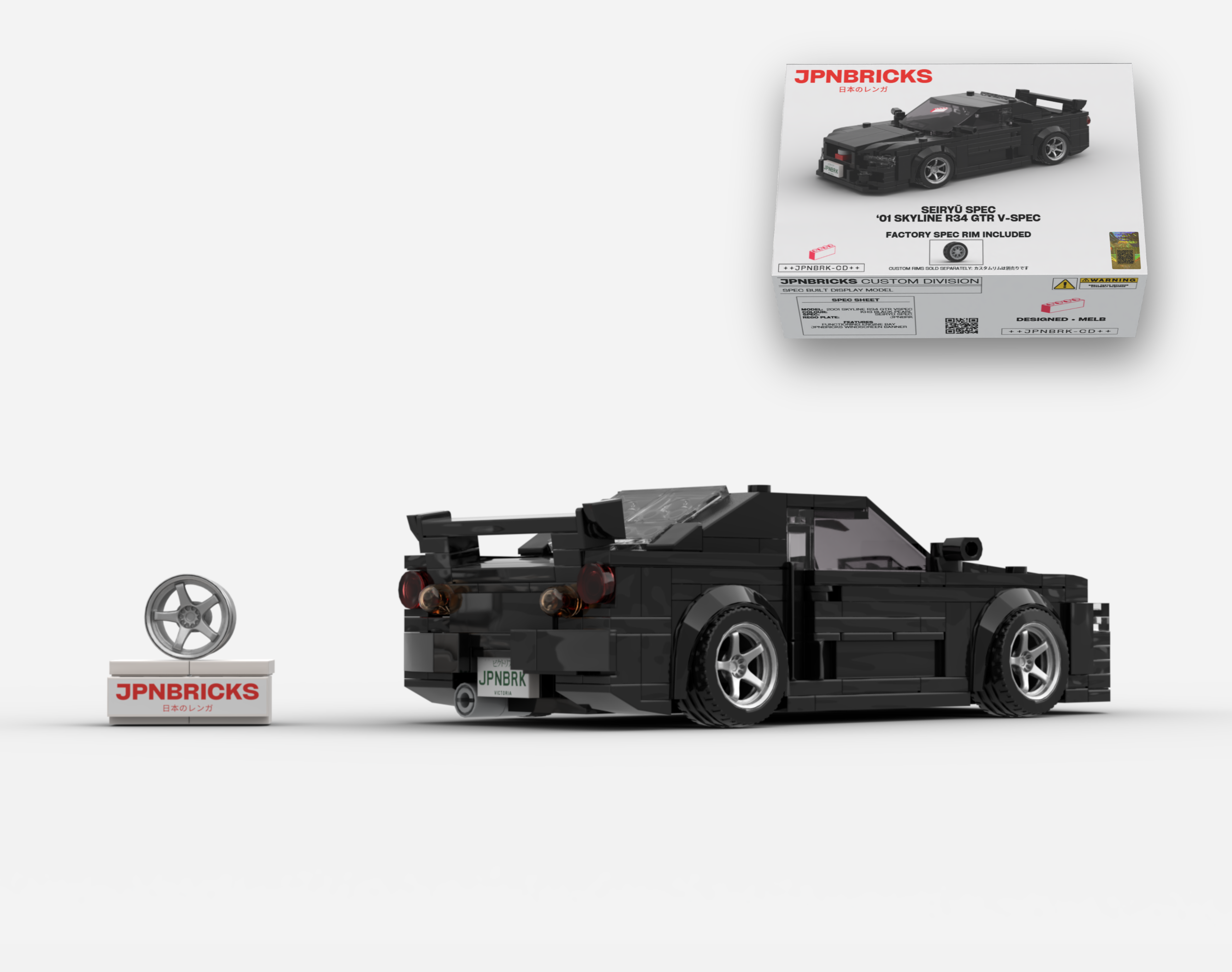 2001 SKYLINE R34 GTR V-SPEC II KH3 BLACK BRICK CAR MODEL KIT