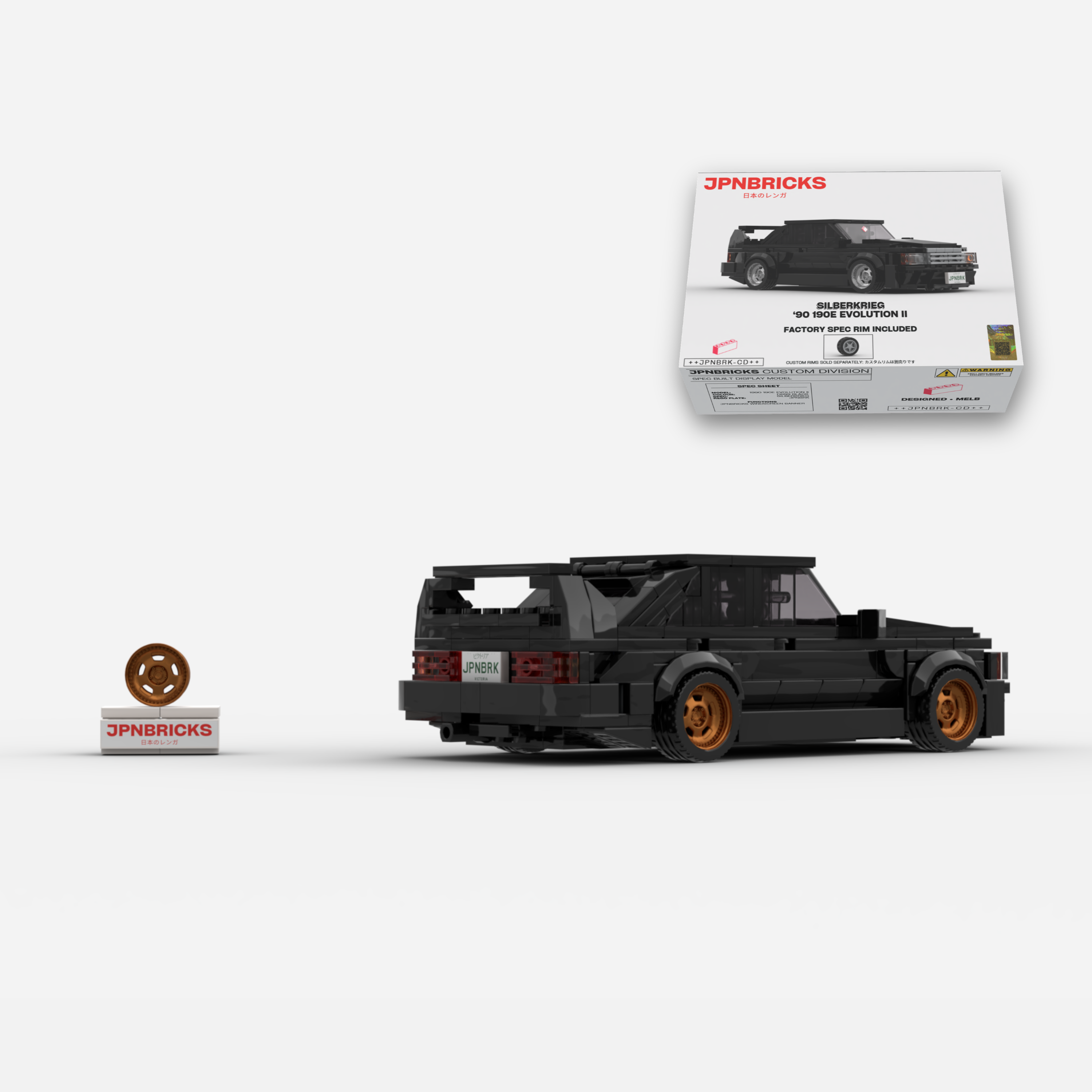 1990 190E Evolution II DB99 Black Brick Car Model Kit