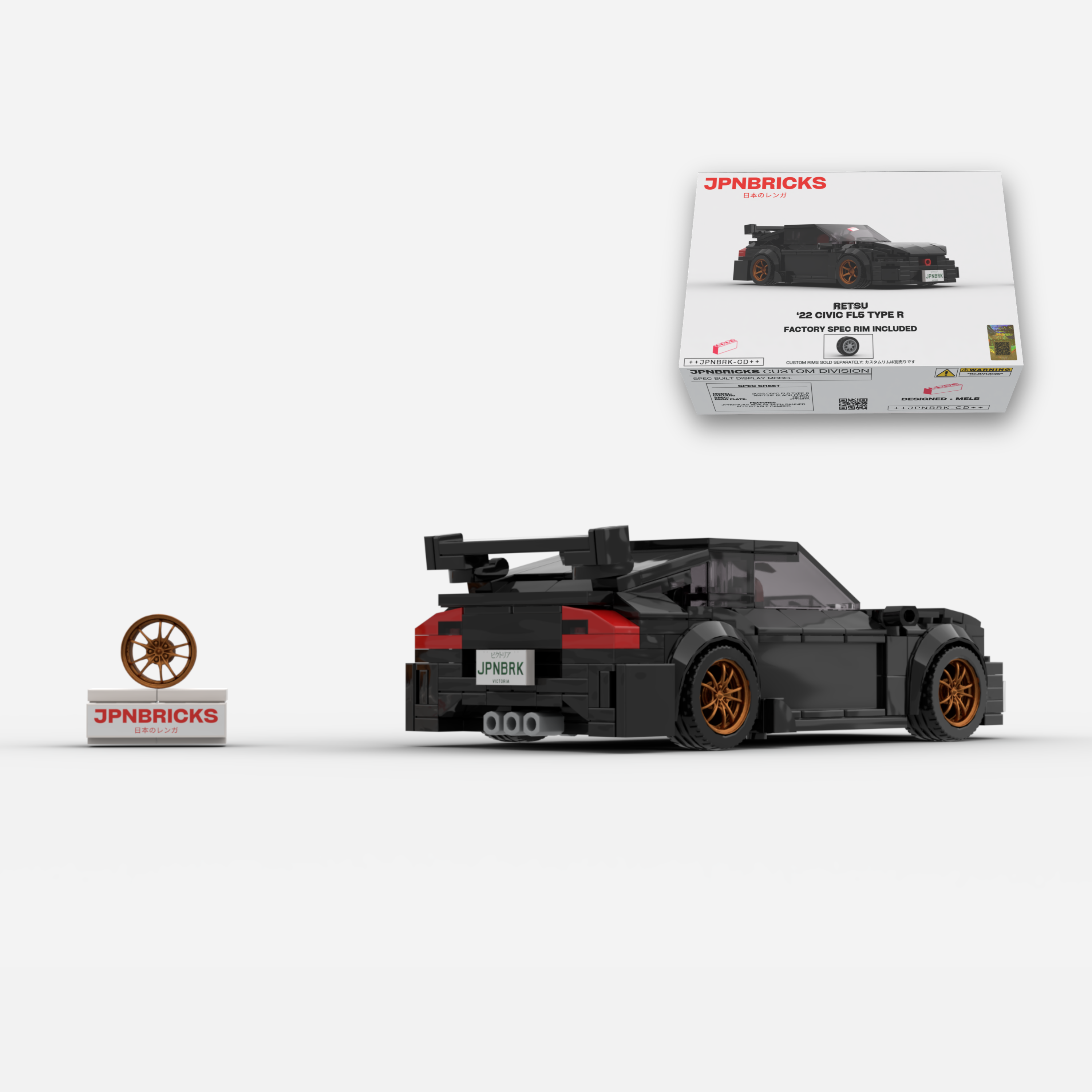 2022 Civic Type R FL5 NH-731P Black Brick Car Model Kit