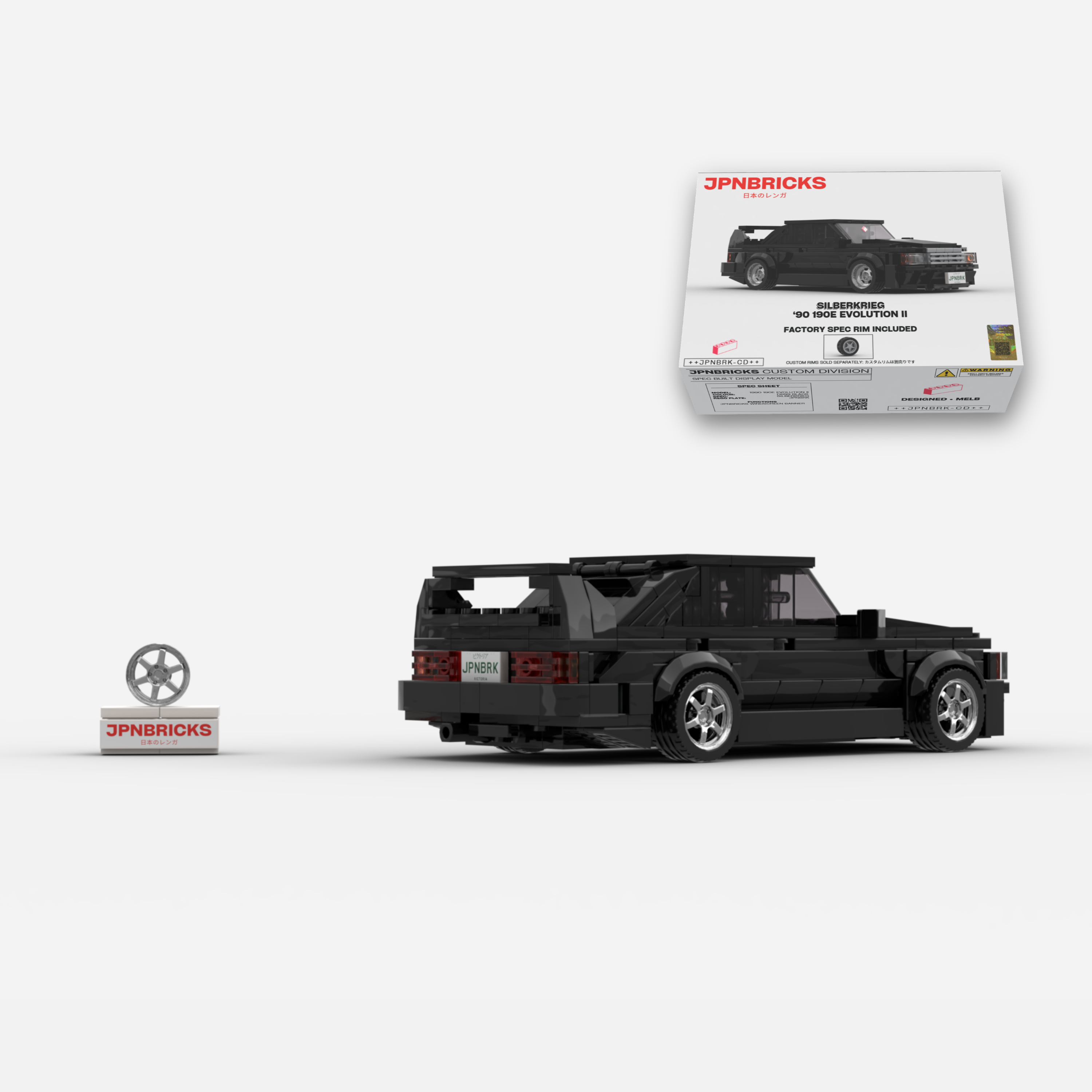 1990 190E Evolution II DB99 Black Brick Car Model Kit