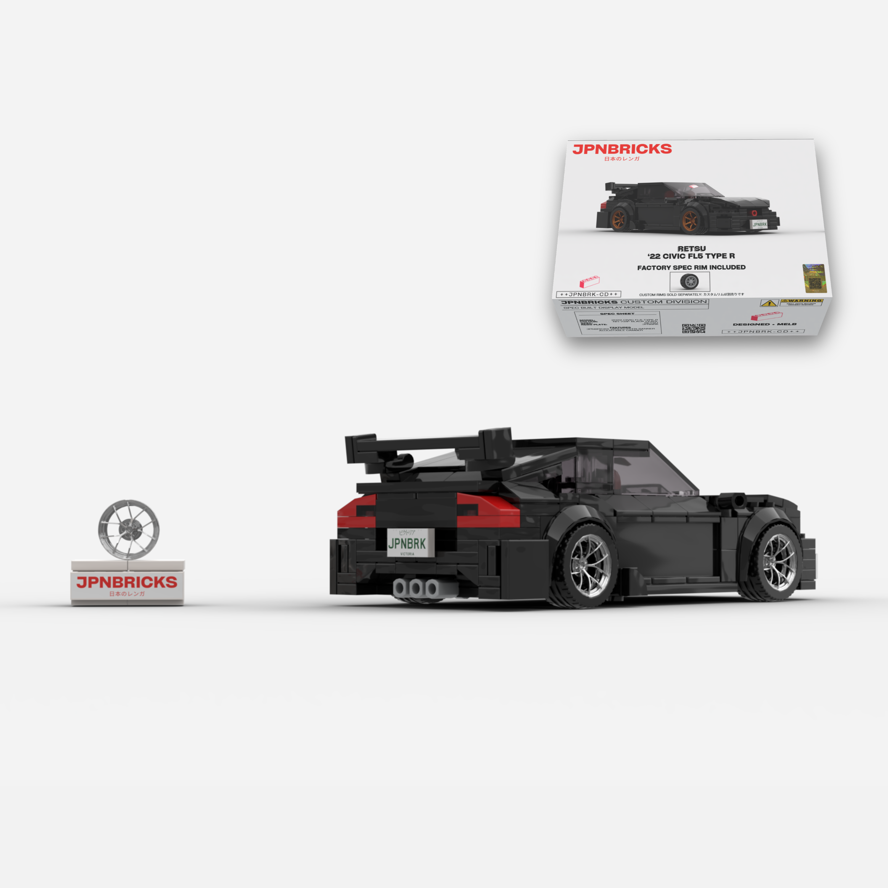 2022 Civic Type R FL5 NH-731P Black Brick Car Model Kit