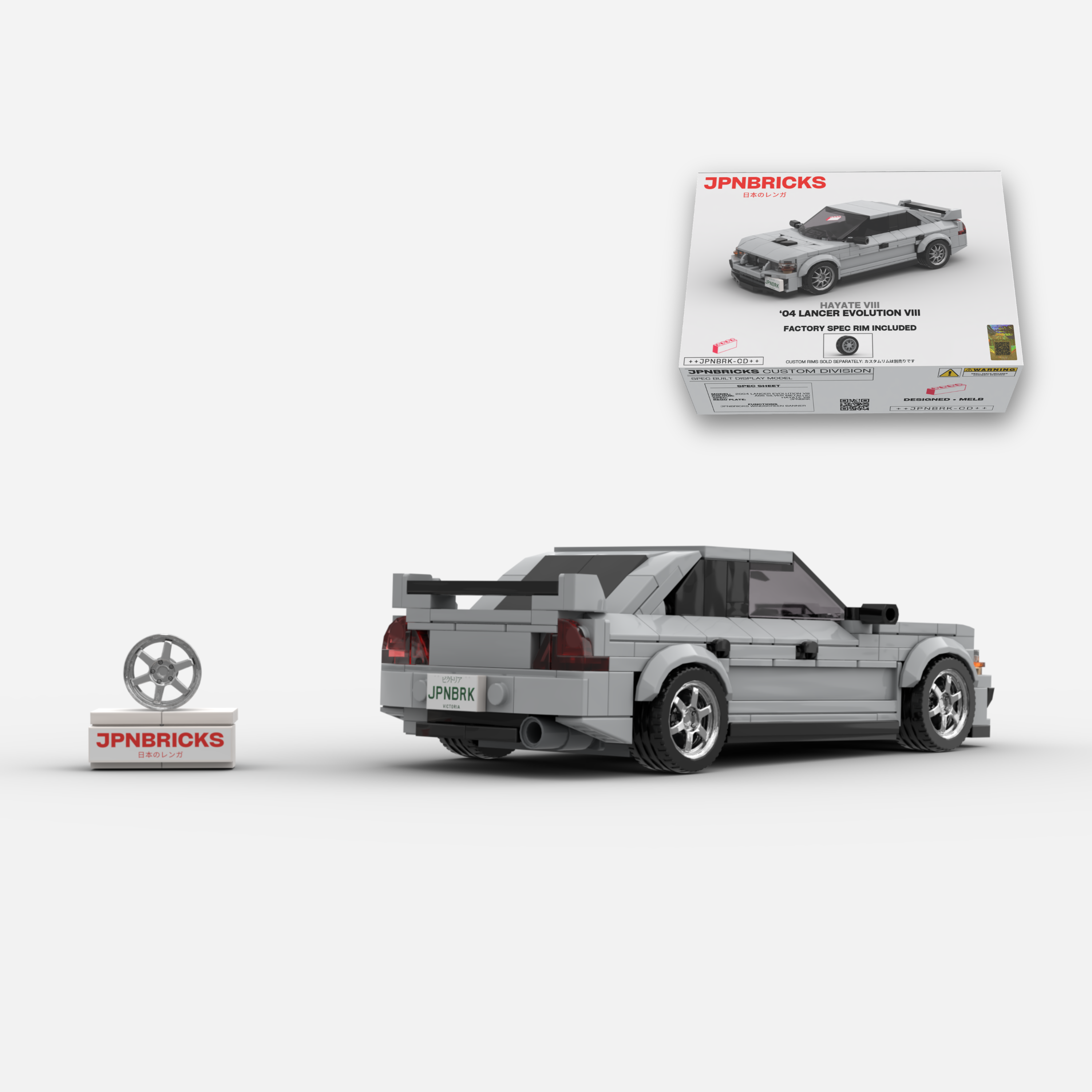 2004 Lancer Evolution VIII A66 Silver Grey Brick Car Model Kit