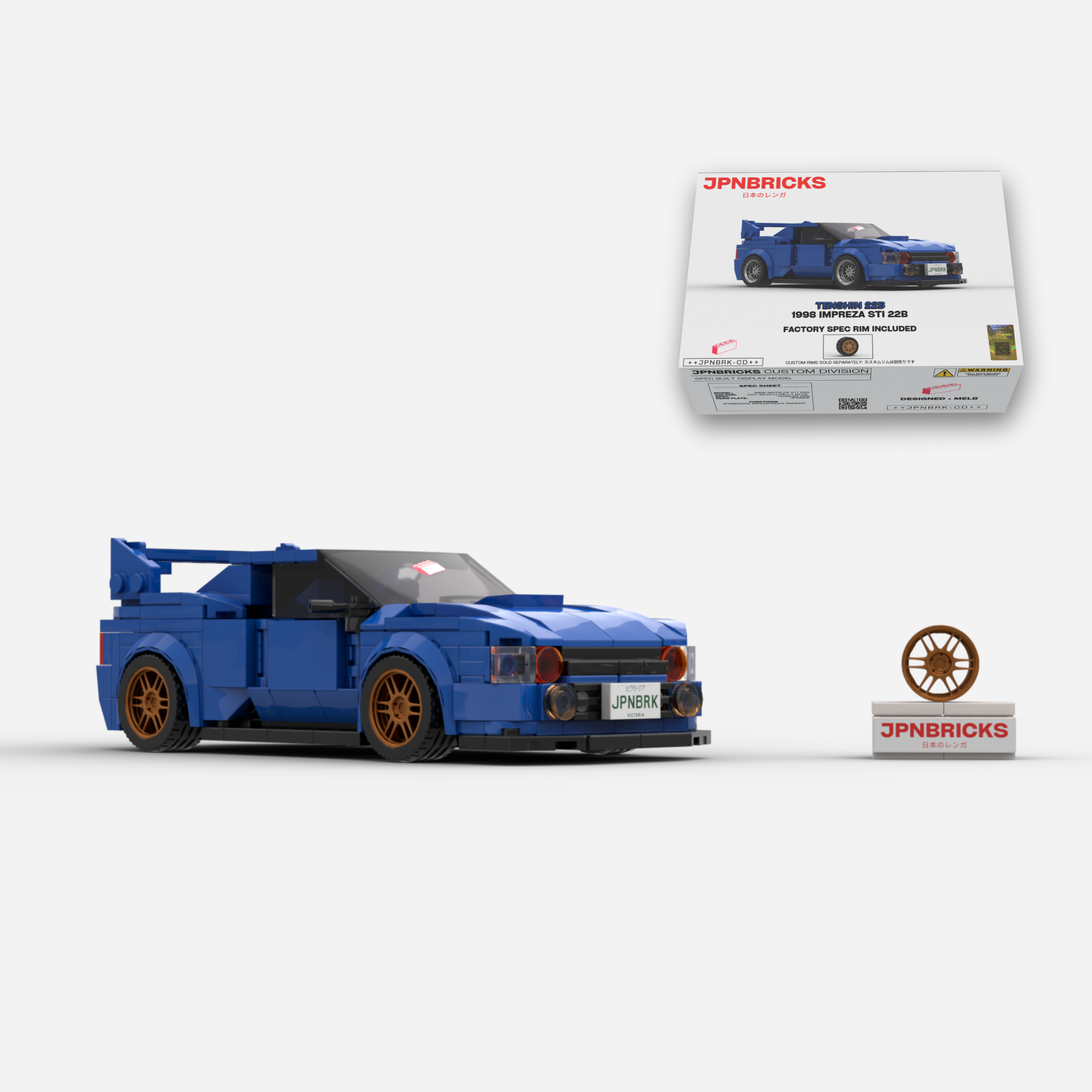 1998 Impreza STI 22B 02C World Rally Blue Brick Car Model Kit
