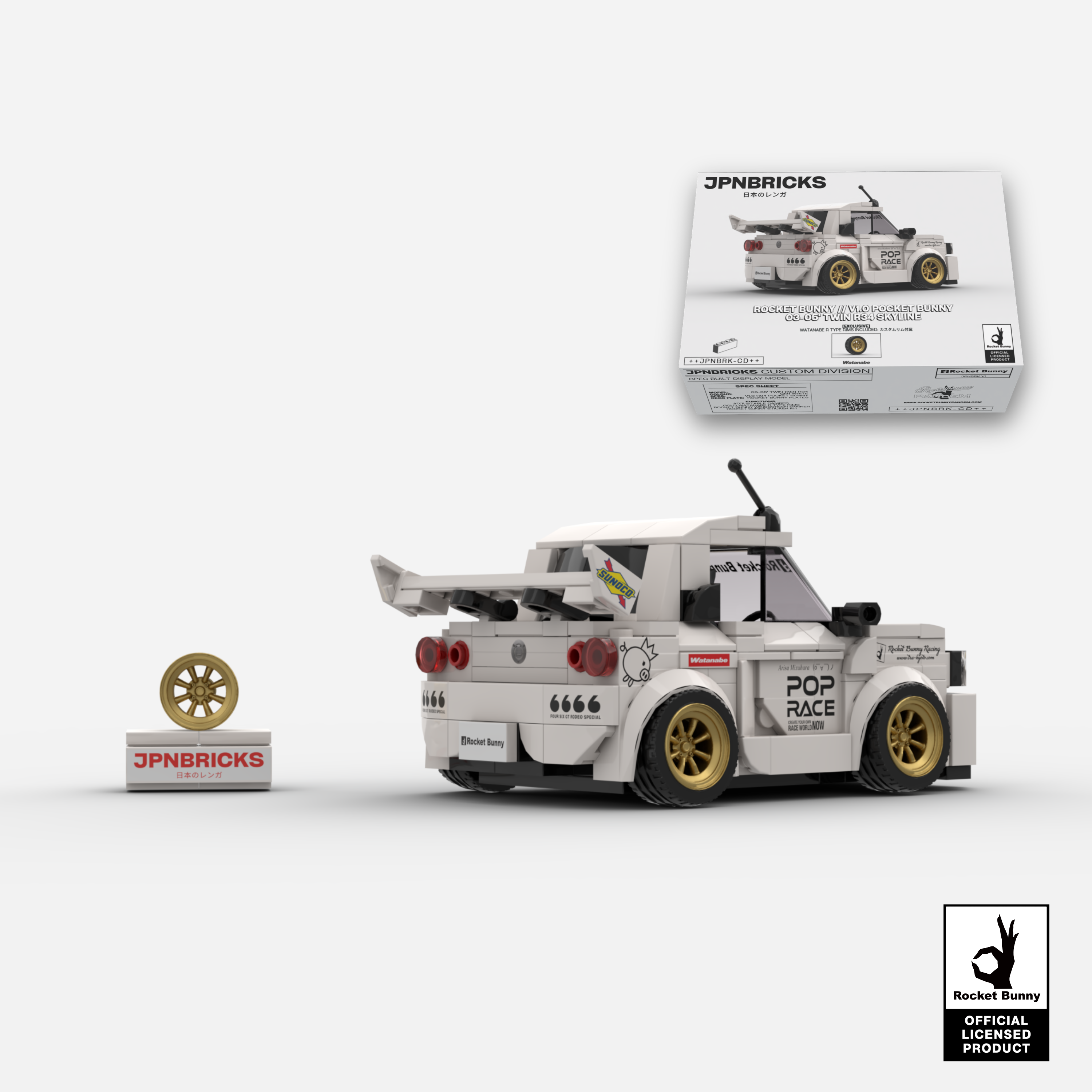 [PRE-ORDER] V1.0 POCKET BUNNY 03-05' TWIN R34 SKYLINE BRICK CAR MODEL KIT