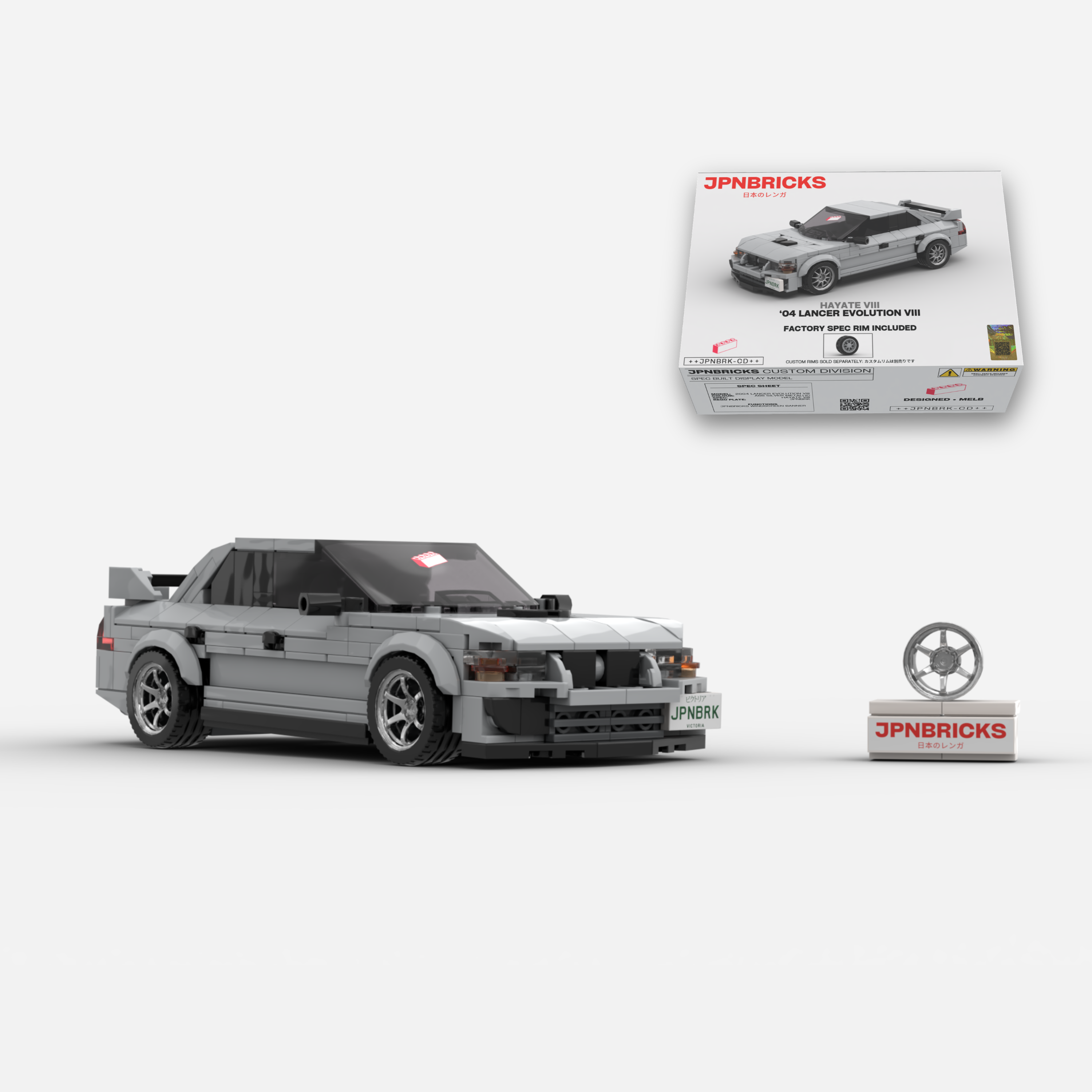 2004 Lancer Evolution VIII A66 Silver Grey Brick Car Model Kit