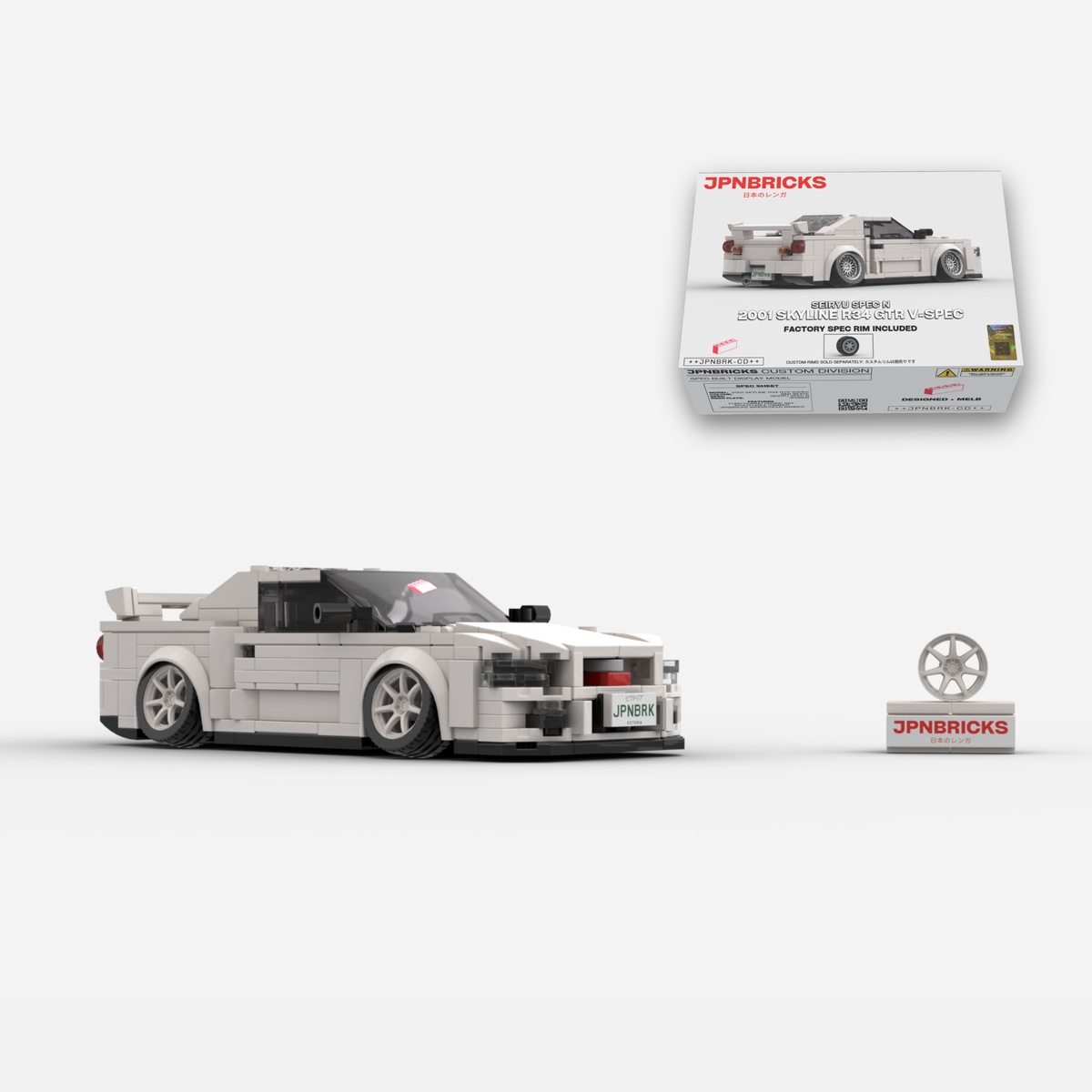 [PRE-ORDER] 2001 Skyline R34 GT-R V-Spec II QM1 White Brick Car Model Kit