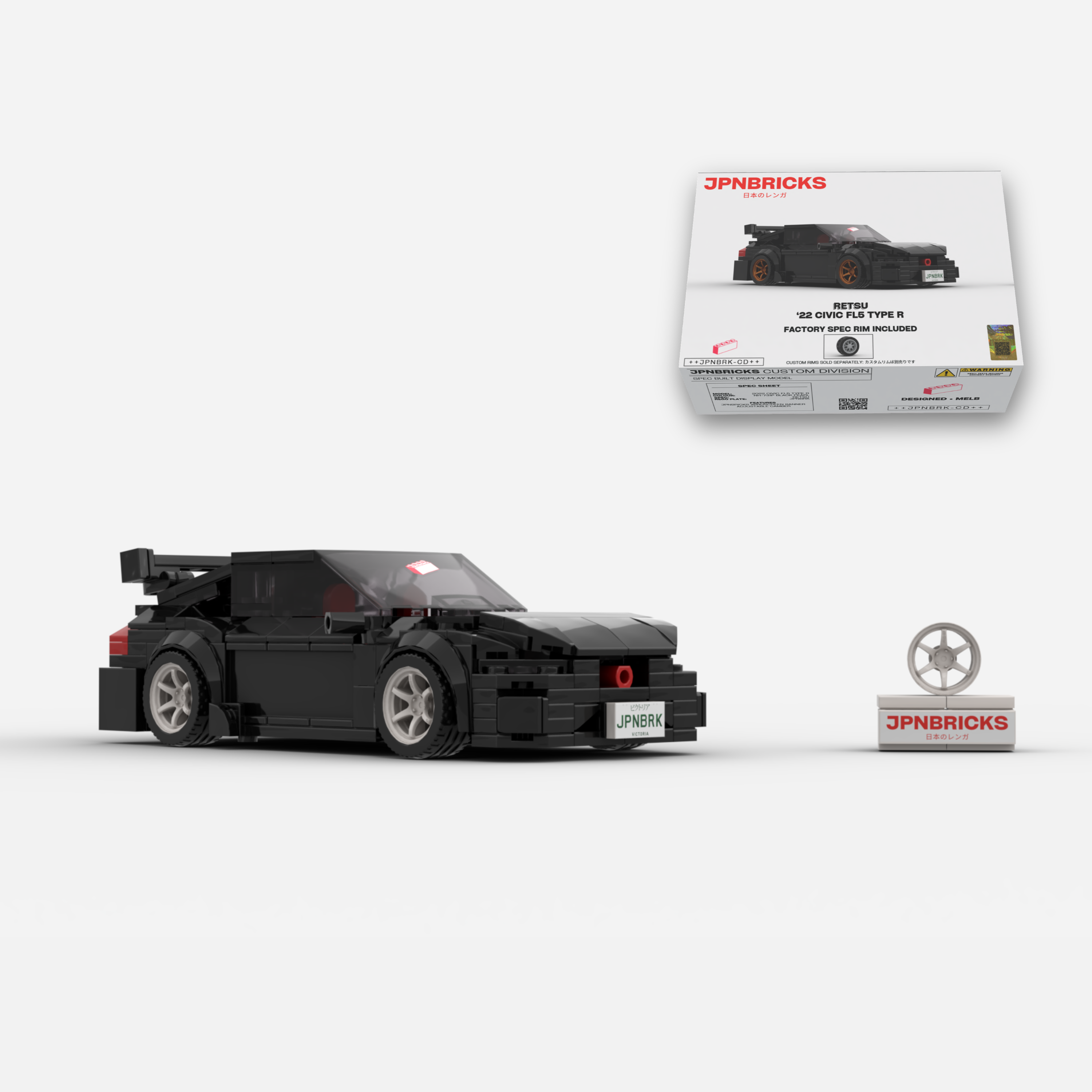 2022 Civic Type R FL5 NH-731P Black Brick Car Model Kit