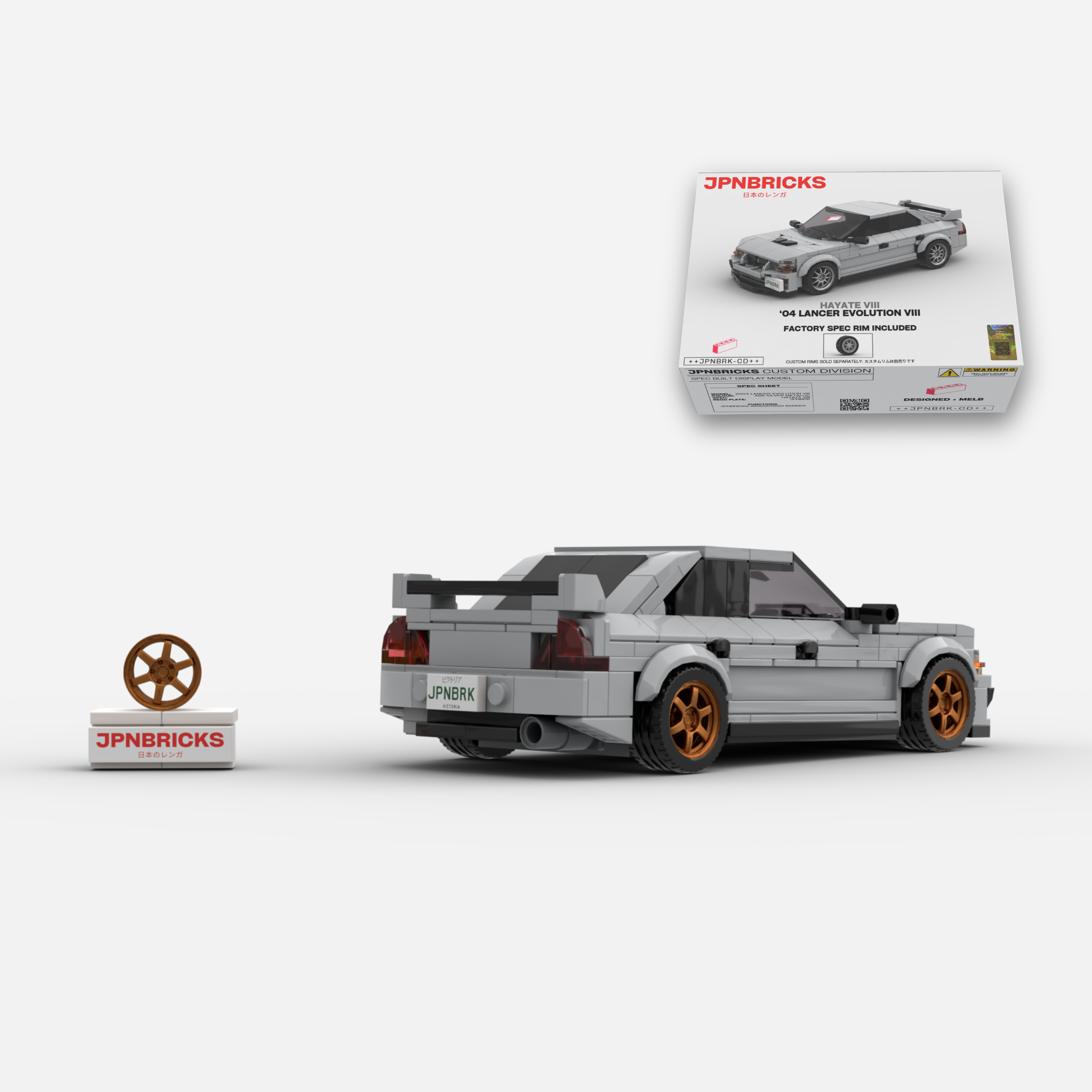 2004 Lancer Evolution VIII A66 Silver Grey Brick Car Model Kit