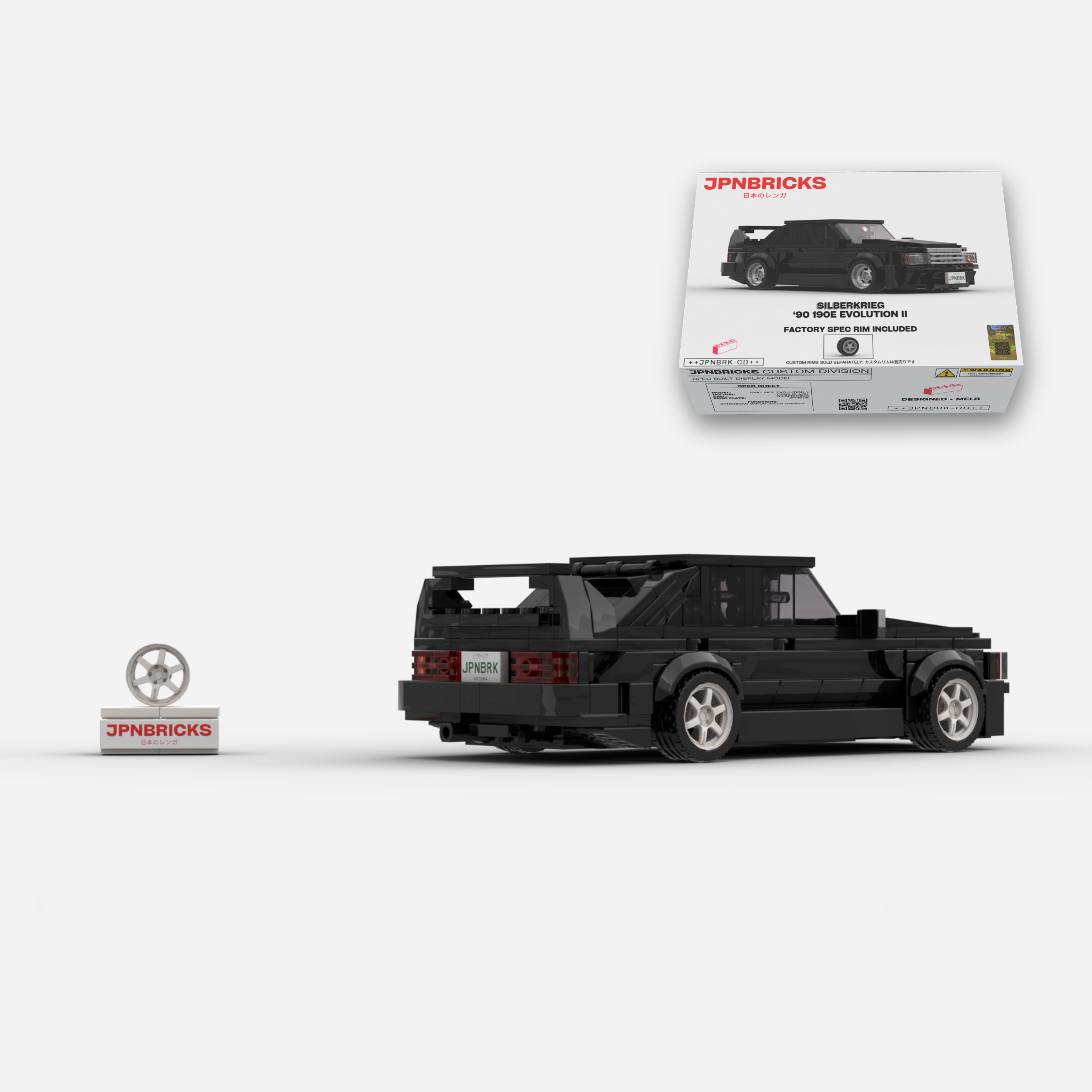 1990 190E Evolution II DB99 Black Brick Car Model Kit