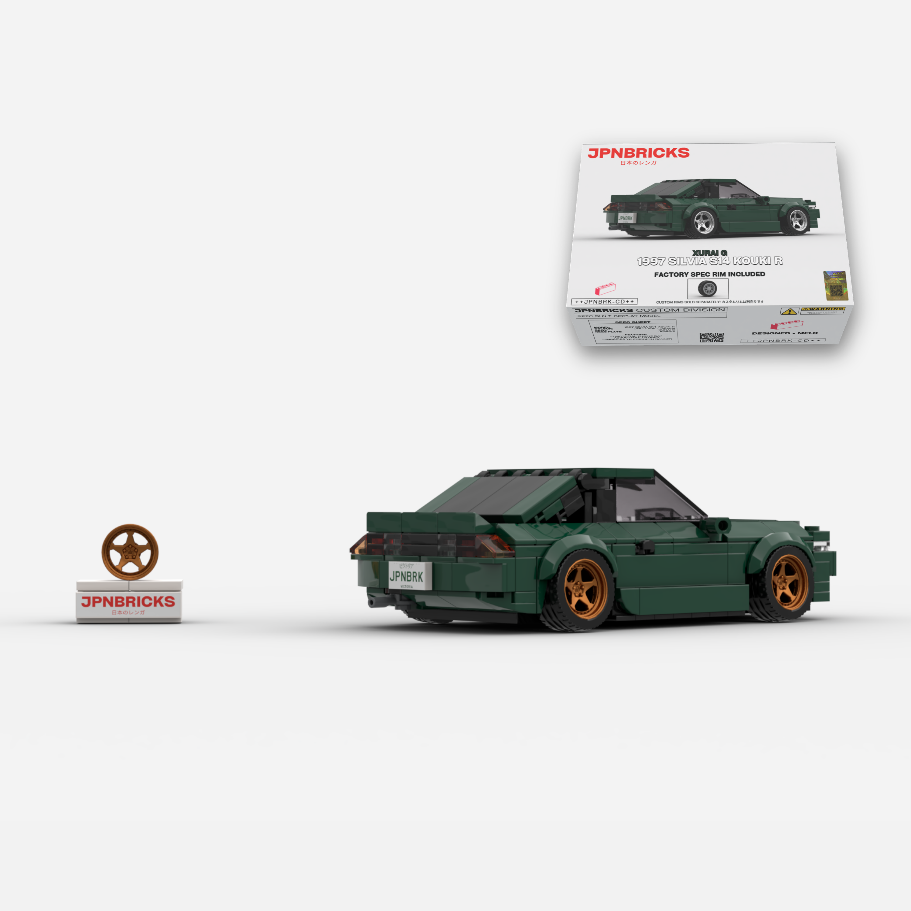 [PRE-ORDER] 1997 Silvia S14 Kouki R DN1 Cobalt Green Brick Car Model Kit