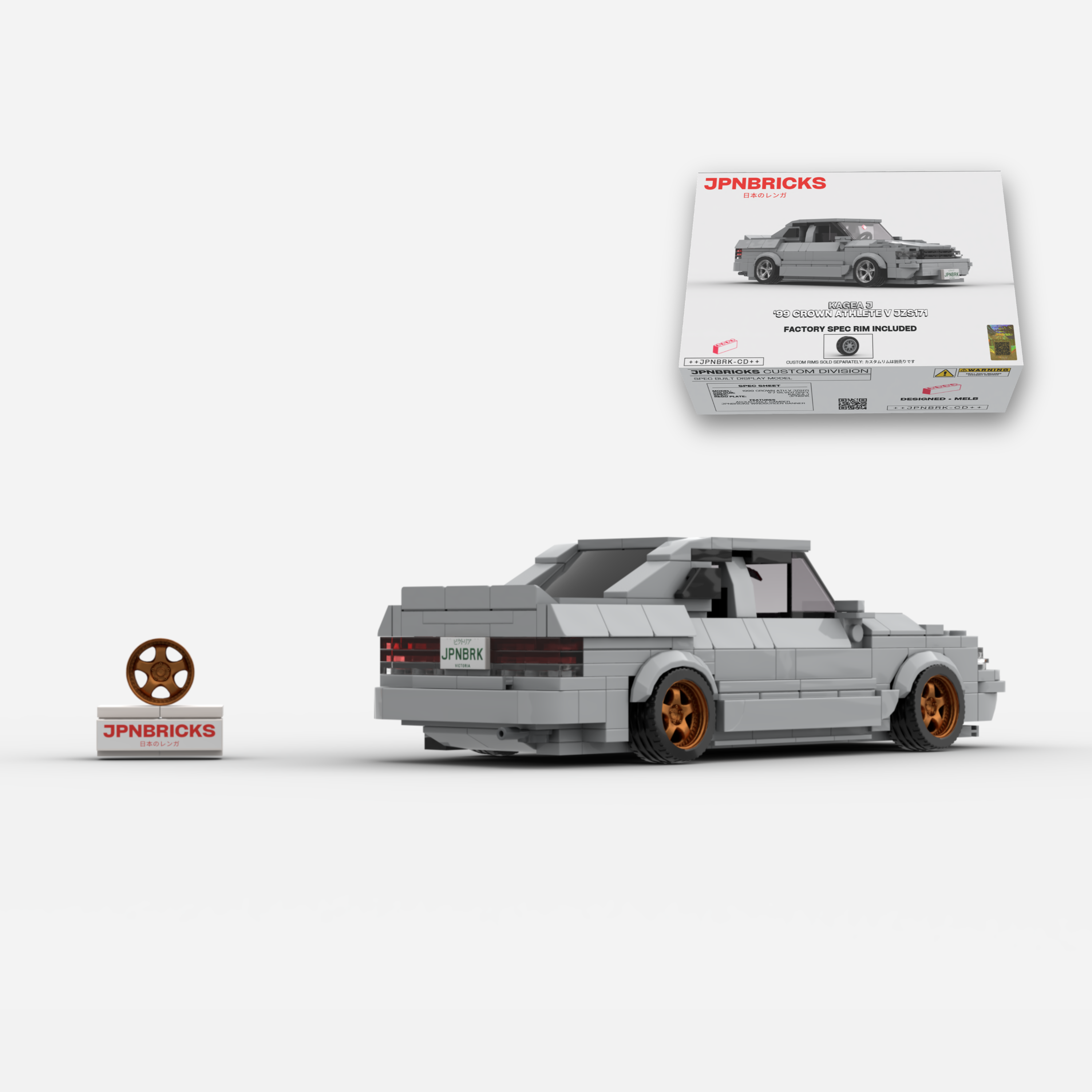 1999 Crown Athlete V JZS171 1F7 Silver Grey Brick Car Model Kit