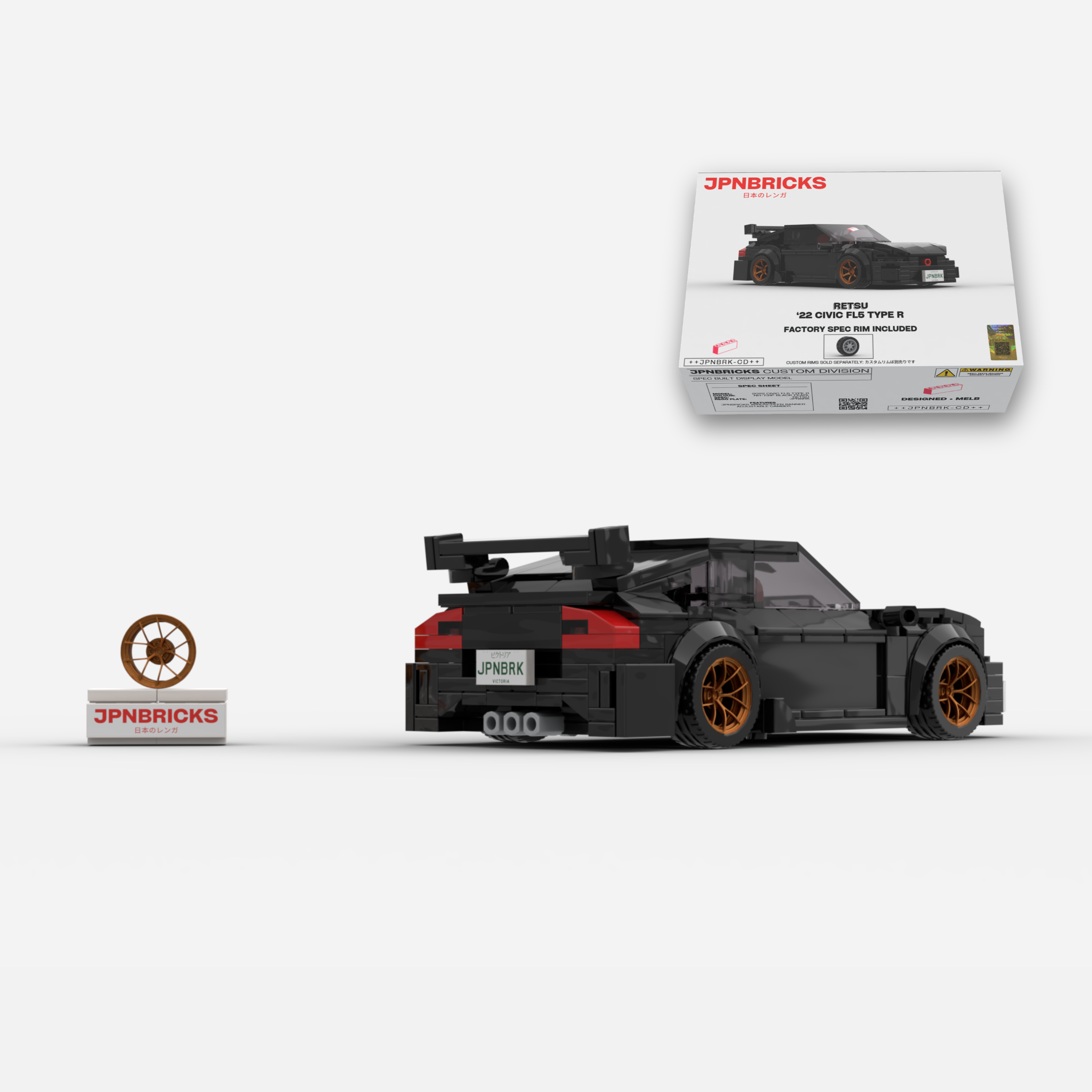 2022 Civic Type R FL5 NH-731P Black Brick Car Model Kit