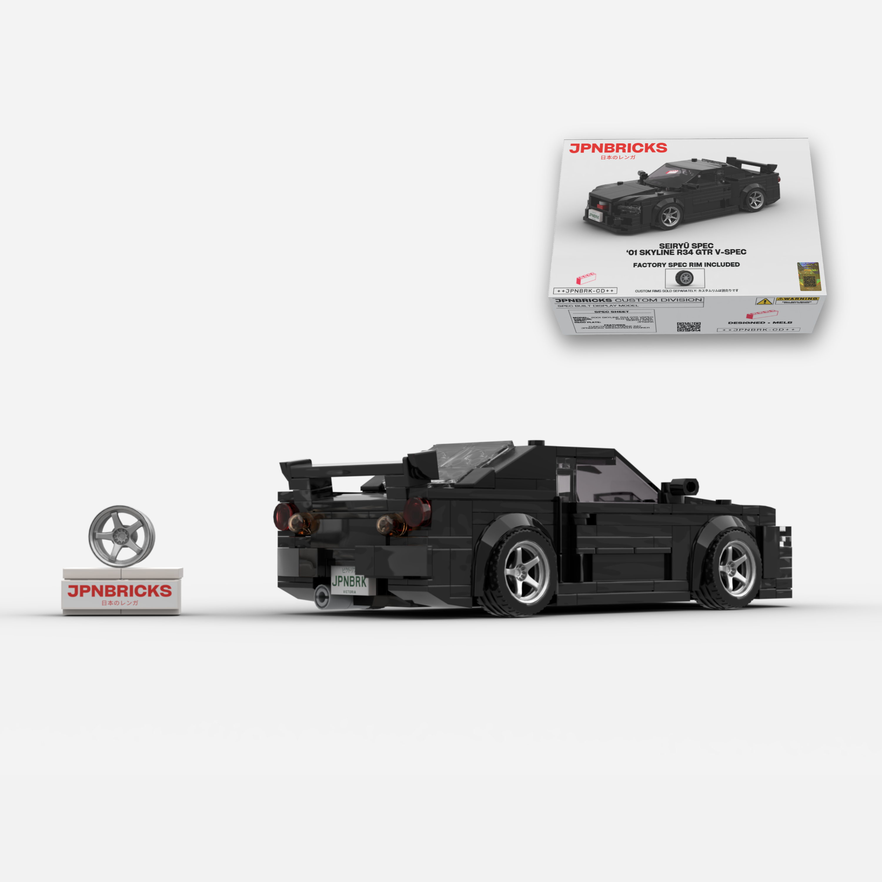 2001 Skyline R34 GT-R V-Spec II KH3 Black Brick Car Model Kit