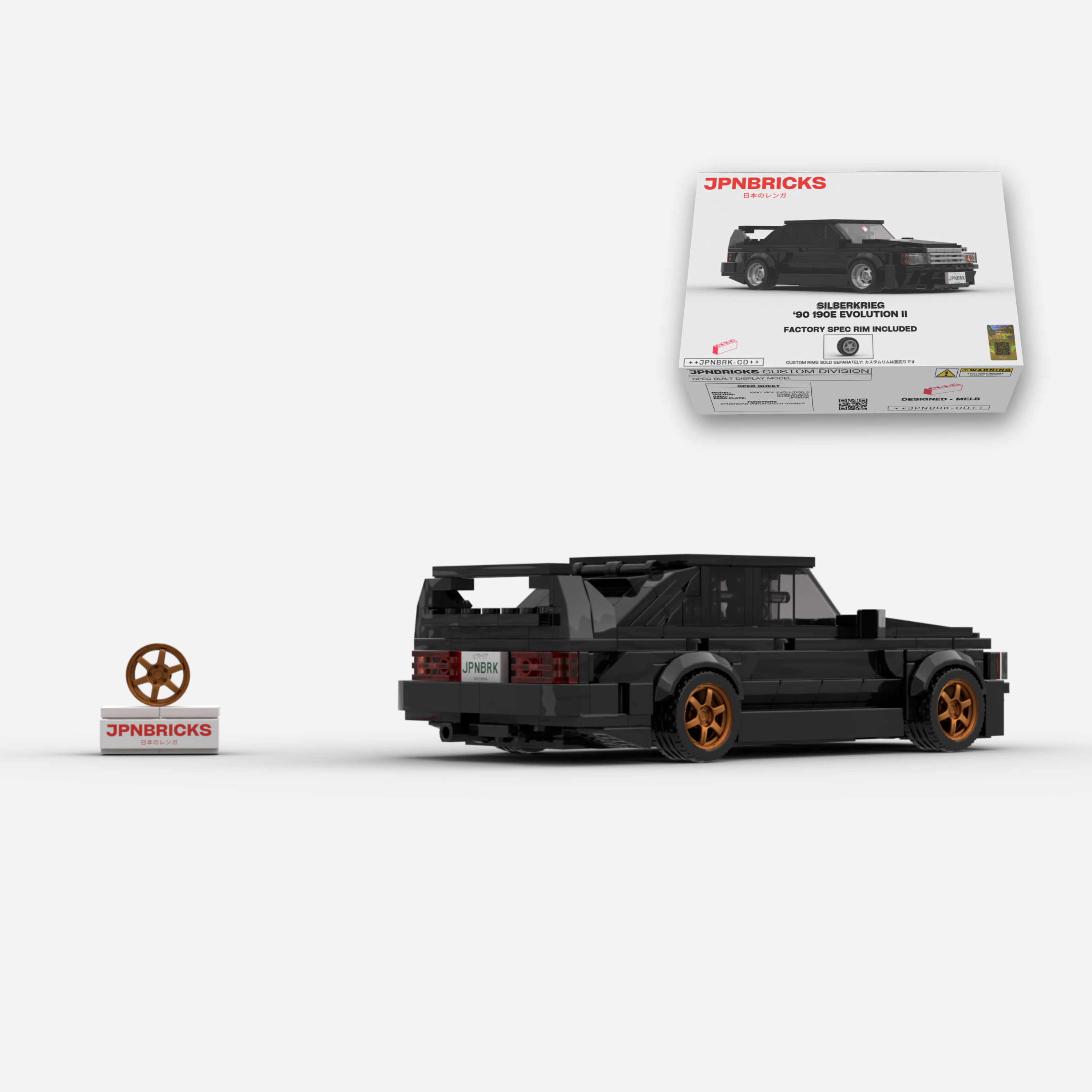 1990 190E Evolution II DB99 Black Brick Car Model Kit
